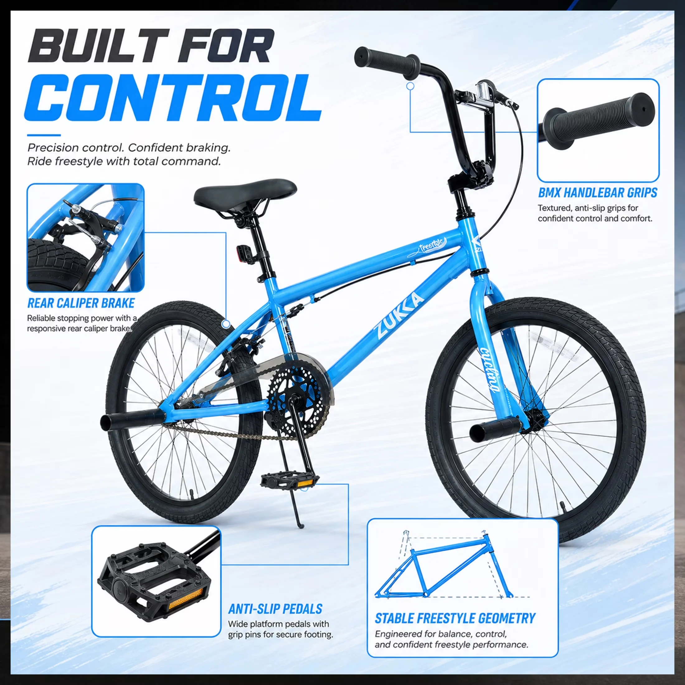 Classic Kids Bike with Adjustable Seat Height - Blue 20 Inch for Everyday Use Model E23C23