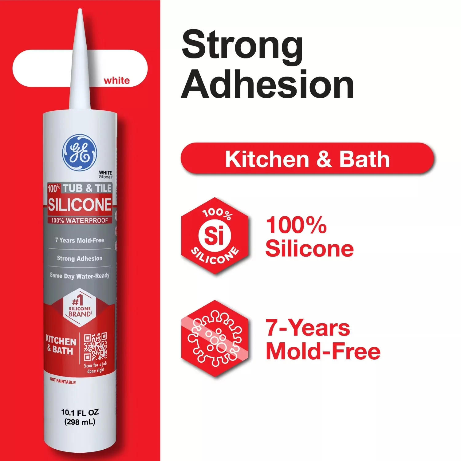 Essential Adhesives Glues In Paint Supplies Tool with Waterproof, Pack of 1, Silicone 1 Tub & Tile - White 10.1 fl oz Model 8C6F46