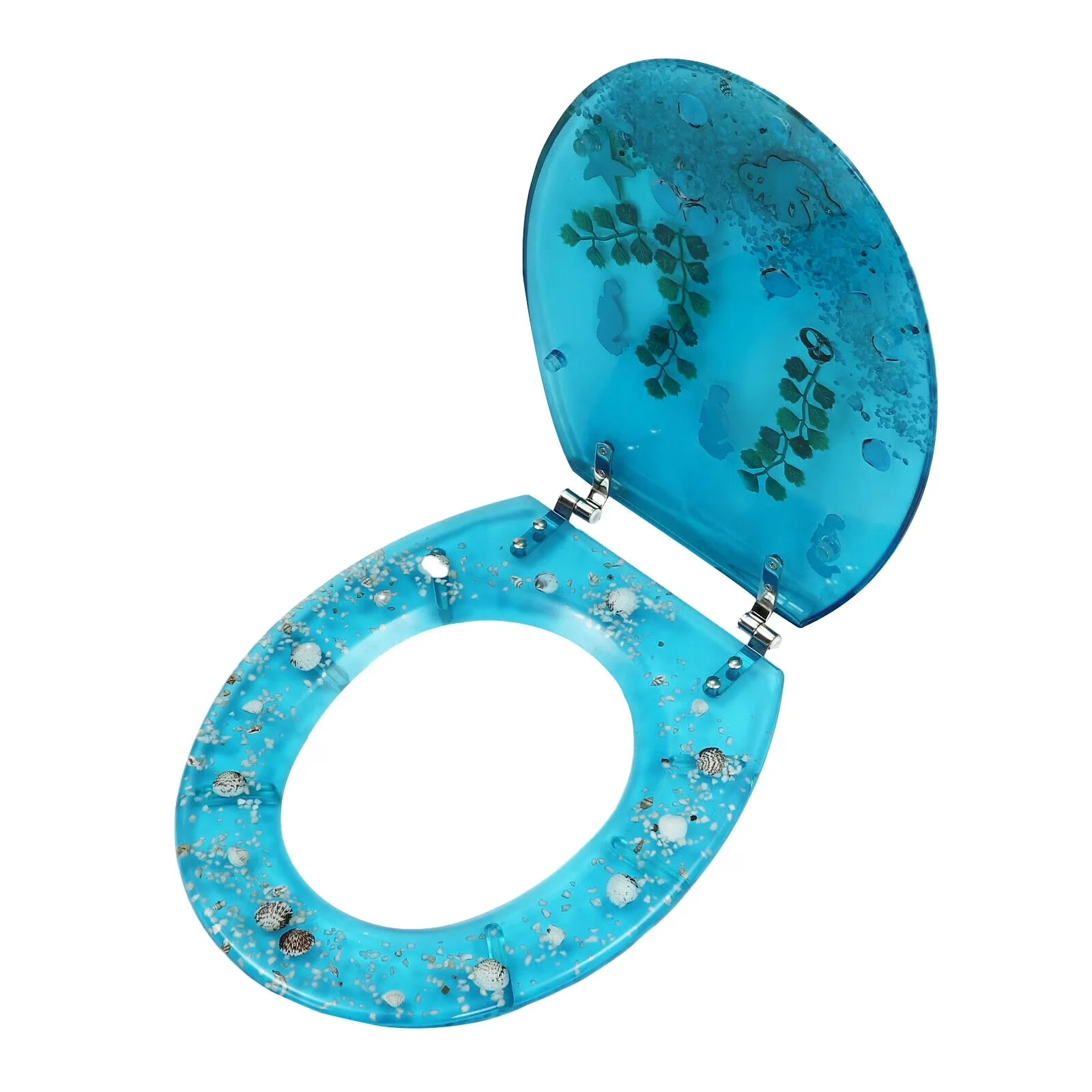 Compact Toilet Seats And Lid with 1.Strong Wear Resistance, Installation Aperture: 15cm - Blue Resin Model 390CB4