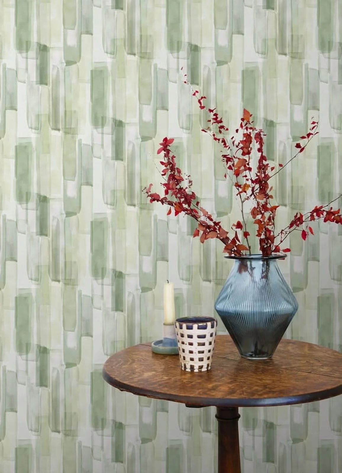 Efficient Wallpaper with Removable, Easily repositionable while installing - Green Vinyl Model EA355D