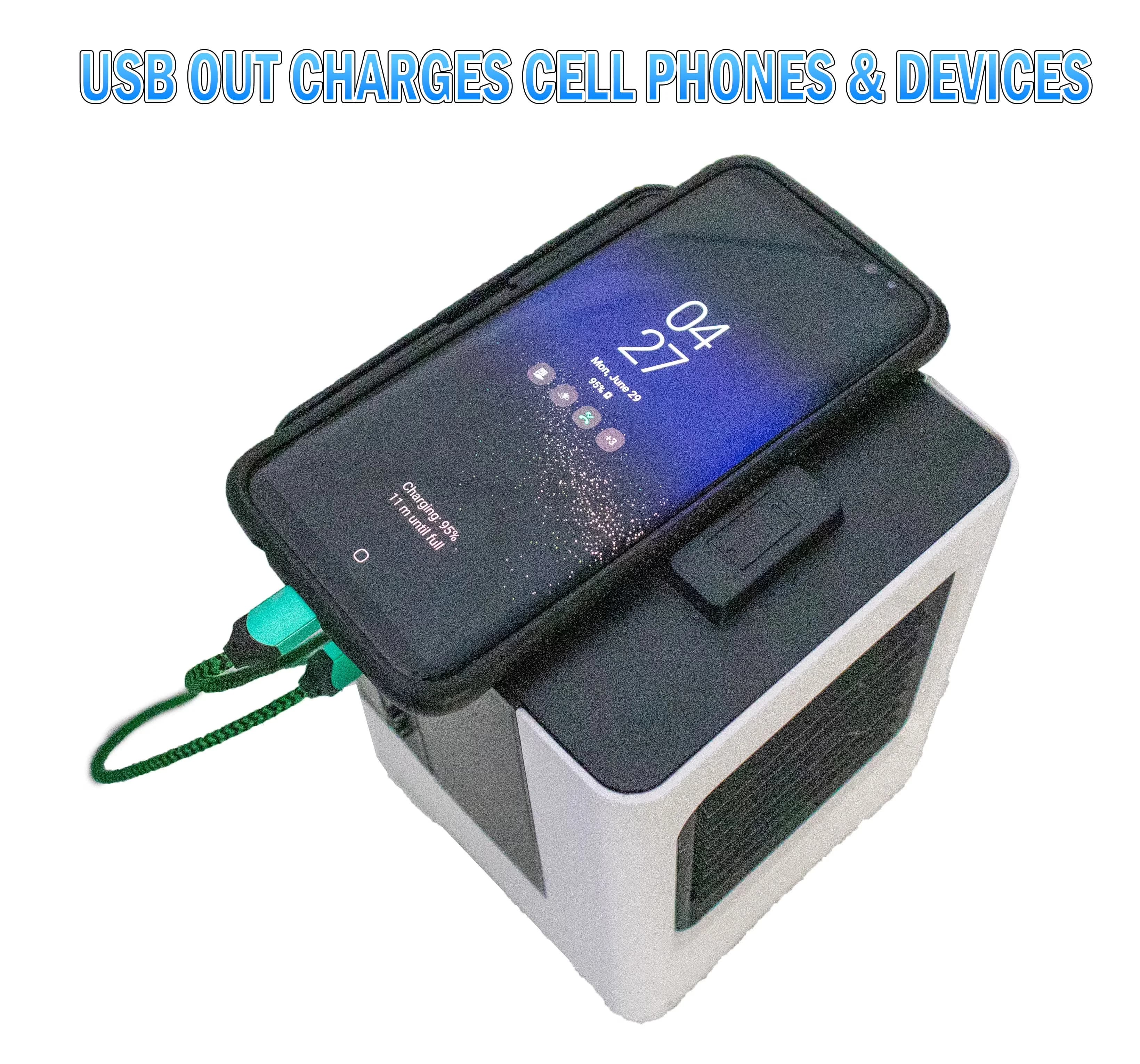 Fans In Cooling Durable with Battery, Charges Cell Phones, Portable Battery Powered - Black Model 858F11