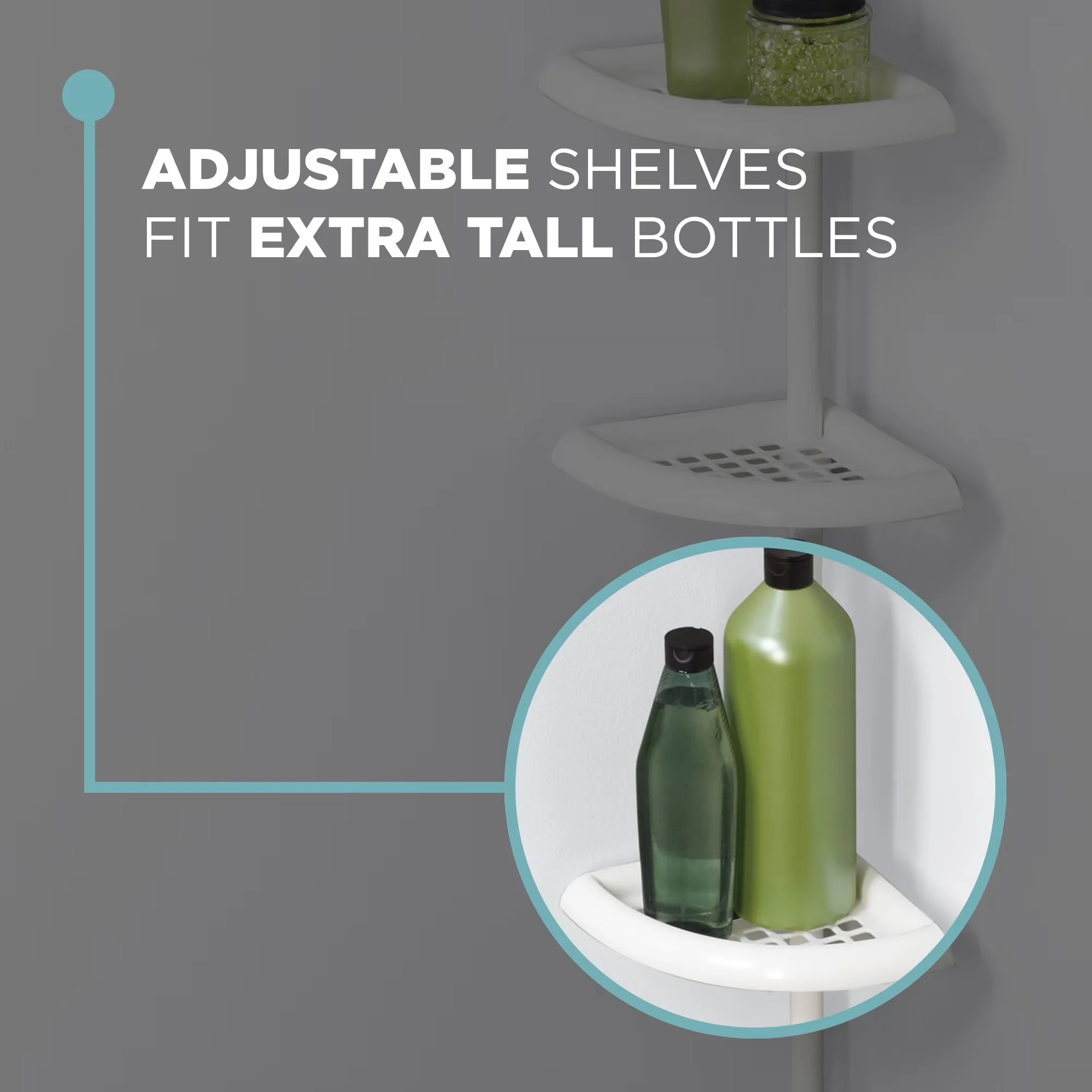 Stylish Bathroom Renovation with Rust Resistant, White Shower Caddy, 4 Shelves - Plastic White Model 611294