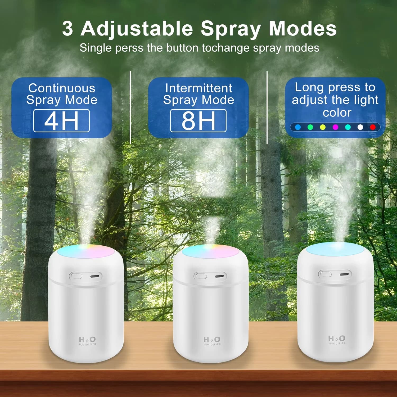 Efficient Humidifier with LED, Automatic Shut-Off, USB Charging - White Model 43742A