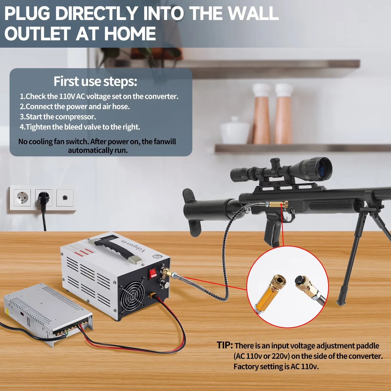 Air Tools Compressor Premium with 12V, Working Pressure, Pcp - Metal White Model CE568C