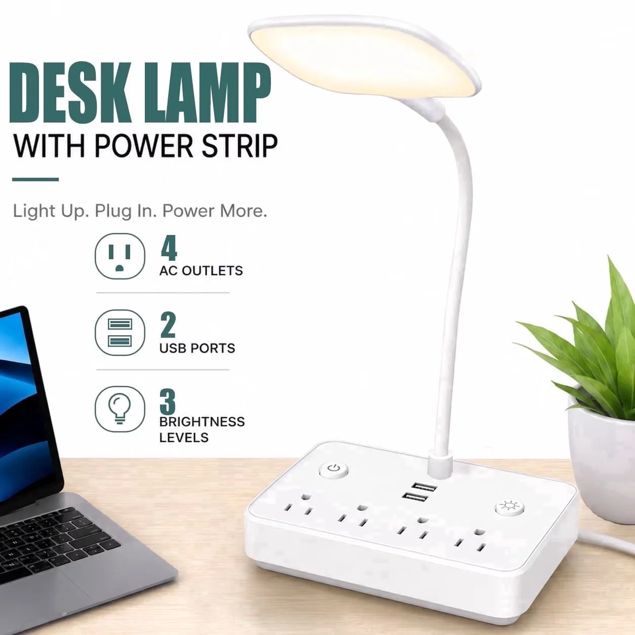 Lamp Durable with LED, Usb Port, Modern - White Abs 4ft - Universal Fit Model FE2FDE