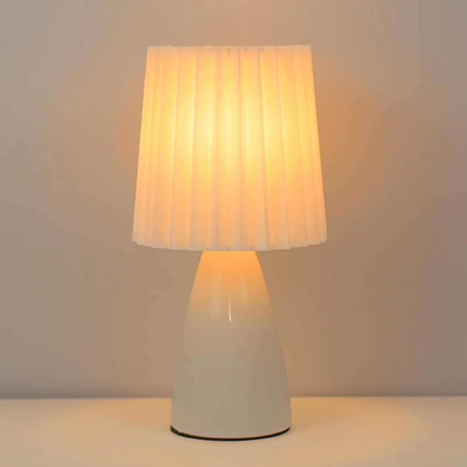 Professional Table Lamp with LED, Dimmable, Bedside Lamps - White Ceramic + Pvc + Fabric Model 843874