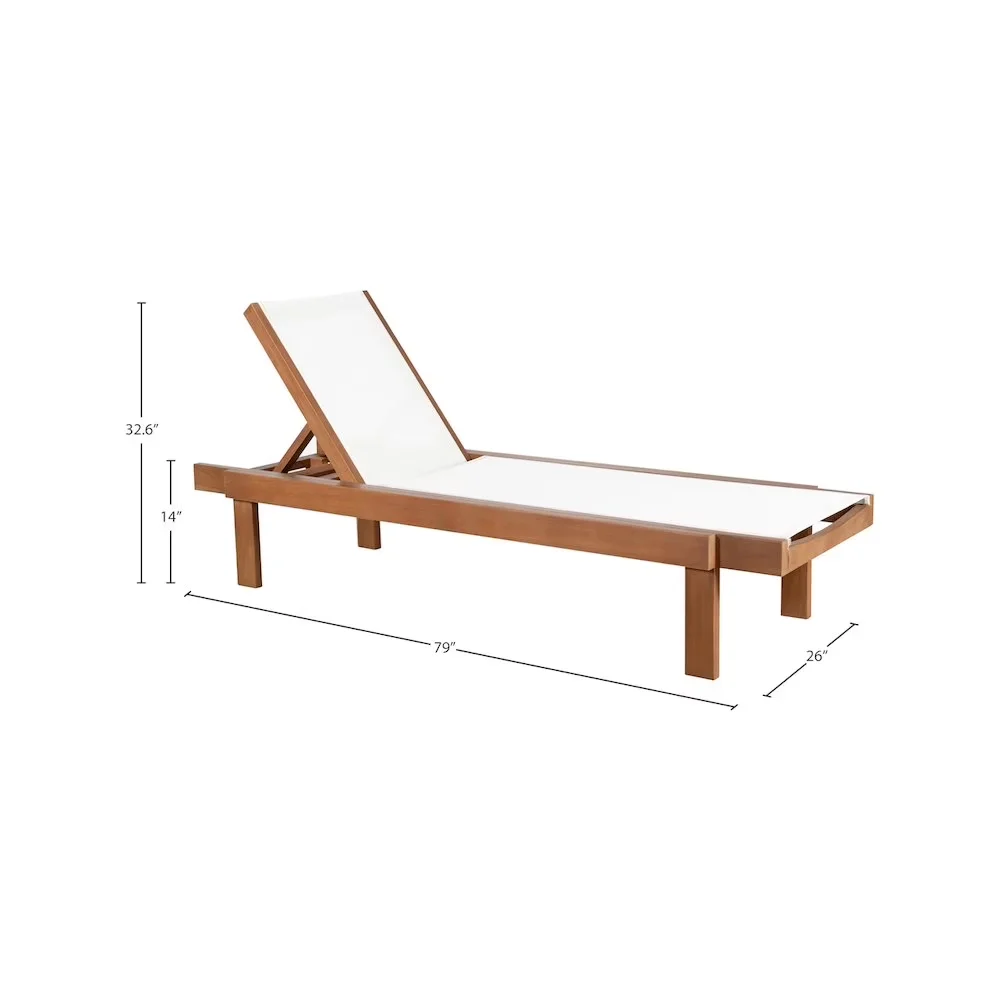 Premium Patio Chair with Water-Resistant, Natural Teak Finish - Fabric White Model 7F5F7A