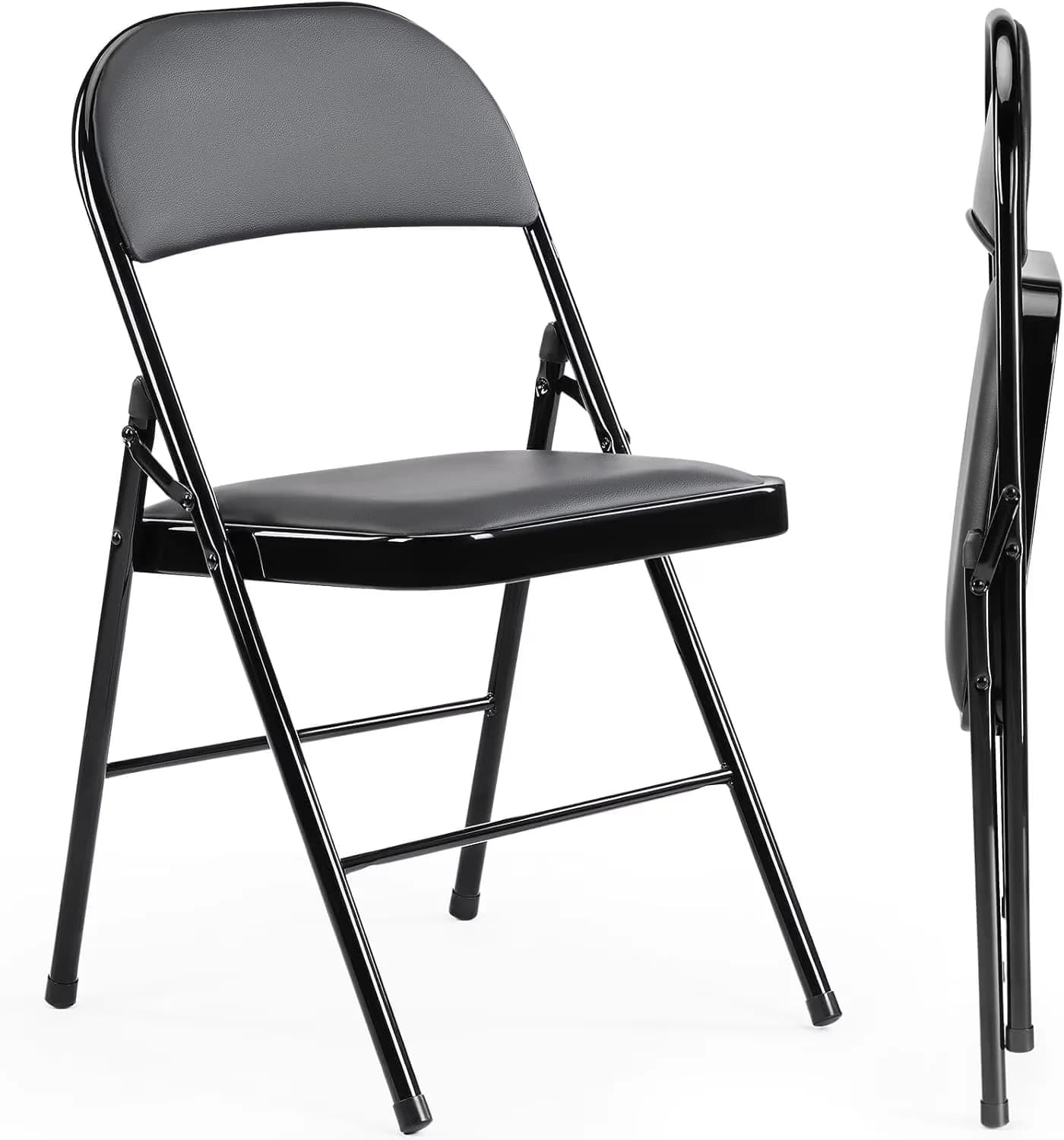 Patio Chair Reliable with Padded, PU Leather Padded Foldable Chairs - Black for Indoor, Outdoor Model 35AB80