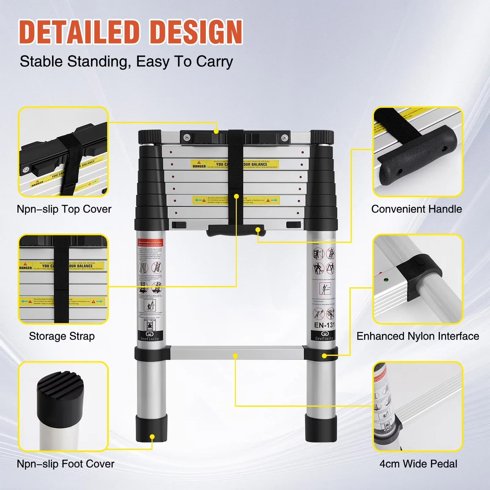Quality Building Material with Telescoping - Silver Aluminium 5ft - Essential Collection Model BA8BB9