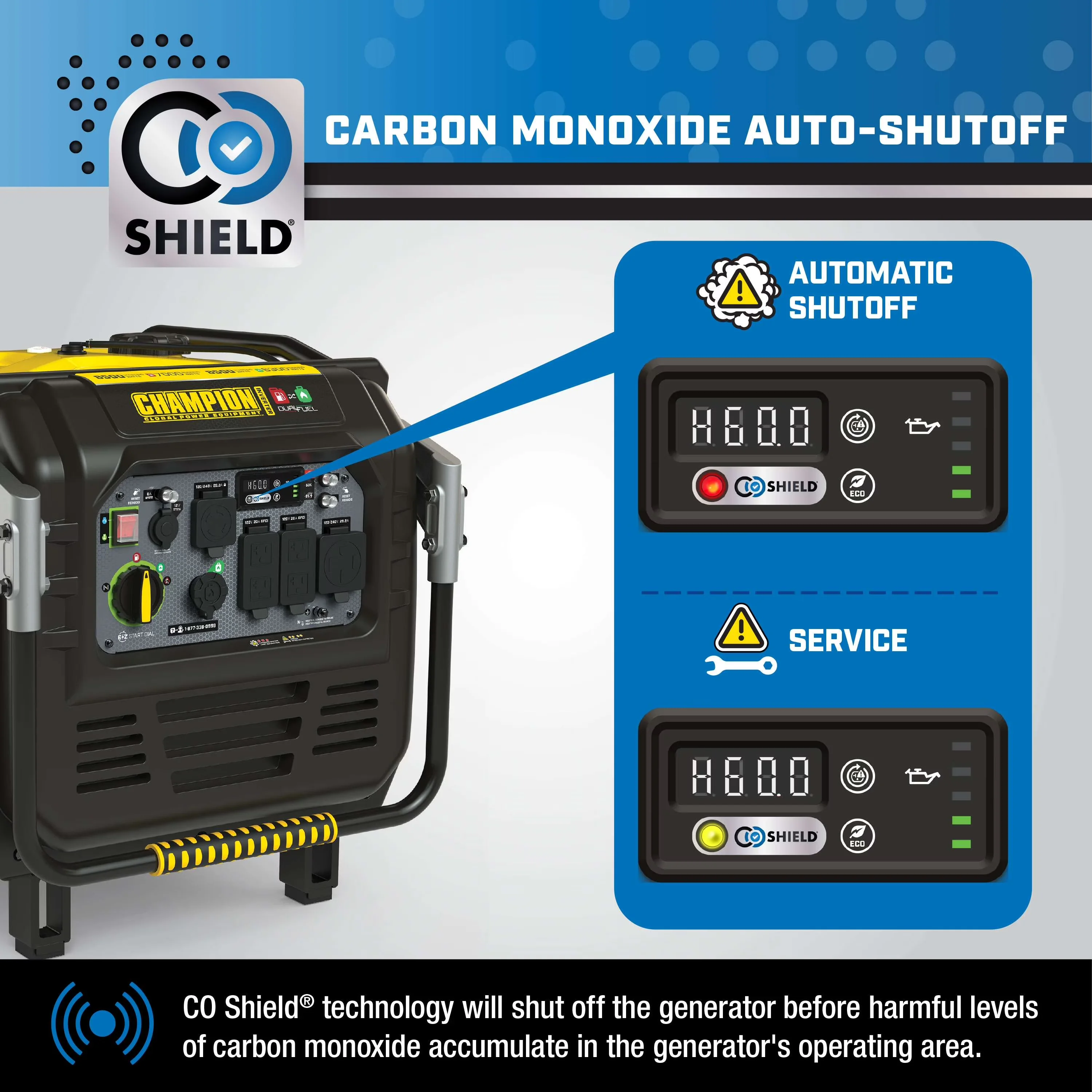 Compact Generator with 8500W, Co Shut-Off, Quiet Technology and CO Shield® - Model D8D8FA