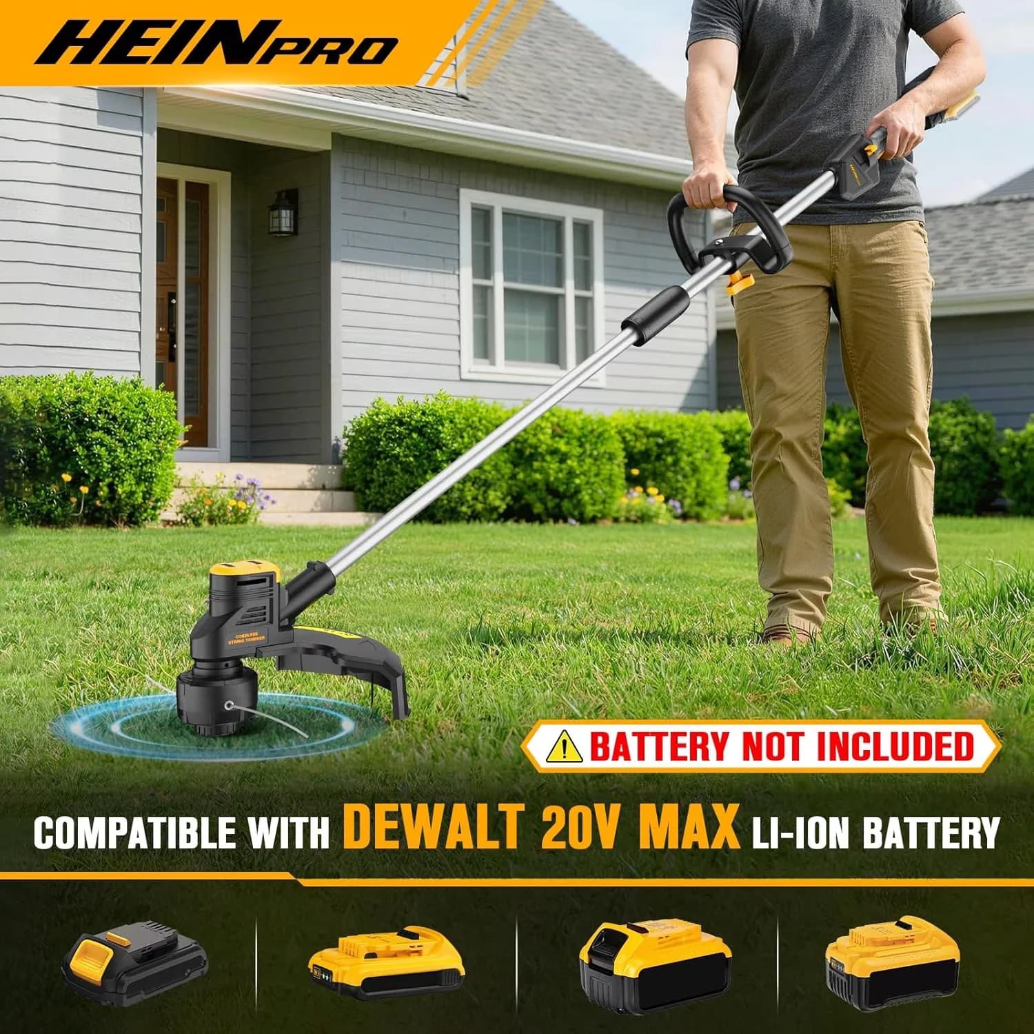 Professional String Trimmer with 20V, NOTE: Battery and charger not included!, Electric Weed Wacker (Includes 2 Spools) - Model 90DB7A