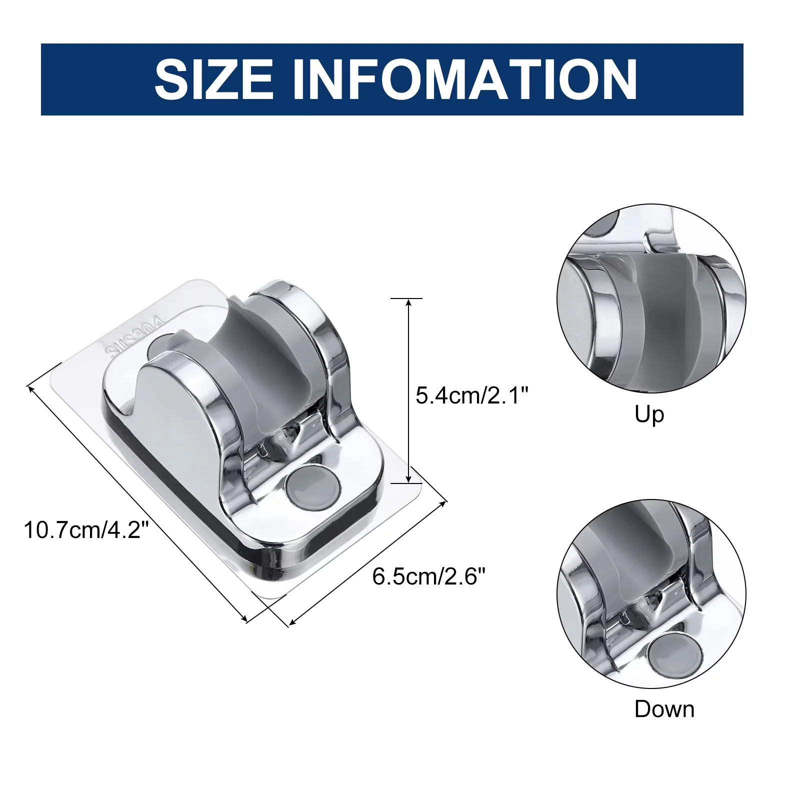 Compact Shower Head with Adjustable, Easy To Install, Color: Silver - Black Plastic + Stainless Steel Model FD3E50