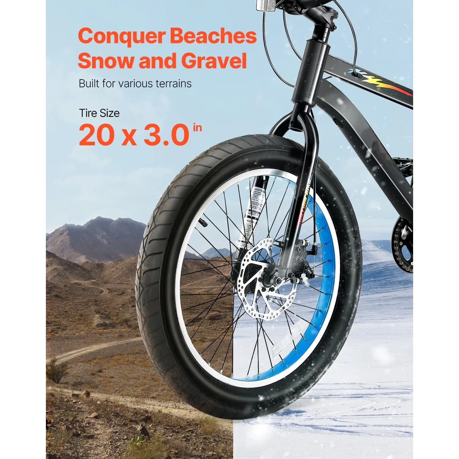Essential Mountain Bike with Adjustable Handlebar Height, 7-Speed Twist Shifting, Fat Tire Bicycle - Black Model 6313AD