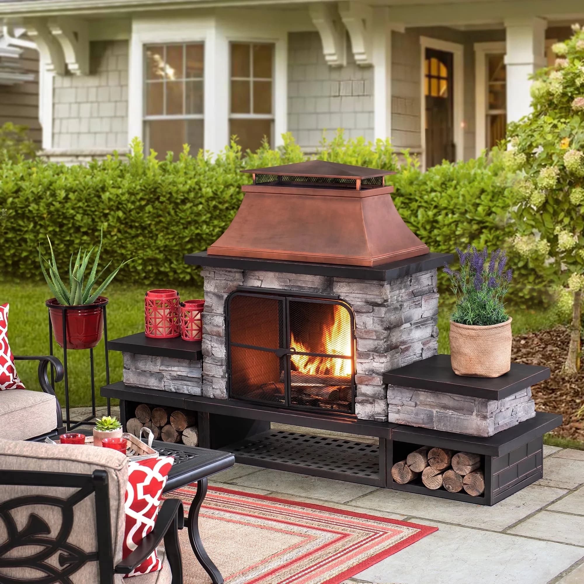 Outdoor Heating Professional with Traditional, Water-Resistant - Manufactured Stone|Powder-Coated Steel Model D0D11C