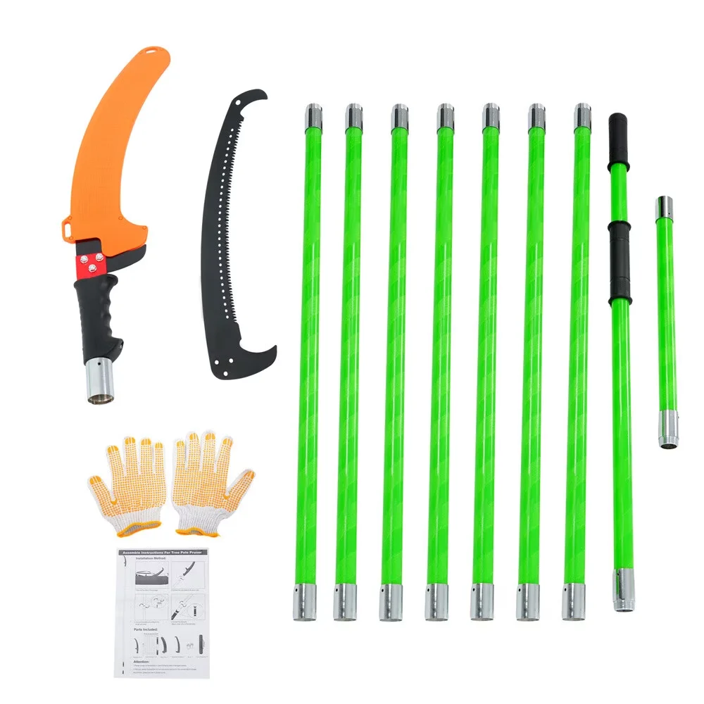 Modern Pole Saw with Telescoping, Thank You For Your Cooperation., 1 × 30 FT Green Tree Pole Pruner Kit - Green Model D91801