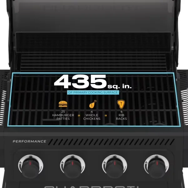 Gas Grill Professional with Tool Holder, Black - Heavy Duty Steel Black Model D60FDD