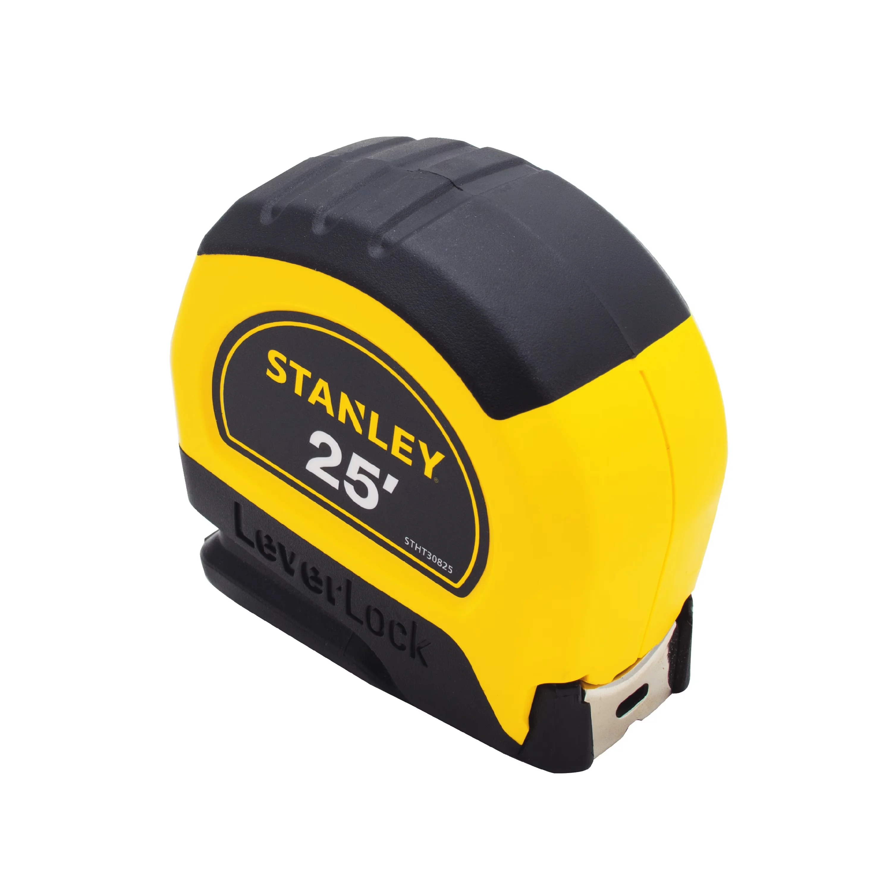Reliable Measuring Layout with Automatic Blade Lock, 25' LeverLock Tape Measure, High-visibility case - Black Abs, Steel, Rubber Model 9E6804
