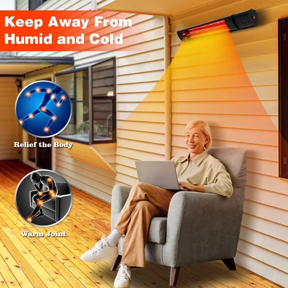 Sleek Outdoor Heating with 1500W, Heaters - Black for Patio - Contemporary Style Model 81D179