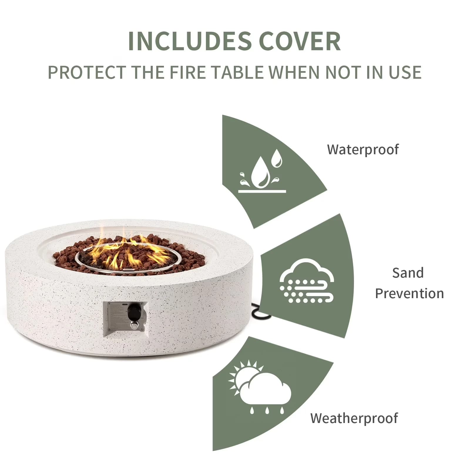 Sleek Outdoor Heating with Portable - Magnesium Oxide, Mgo White Round Model 9969C0