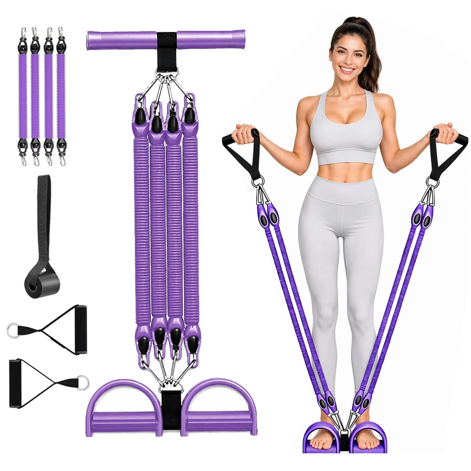 Home Gym Accessory Modern with Stirrup Puller, Number of Resistance Levels：4, Color：Purple - Natural Rubber Purple Model CA6BB0