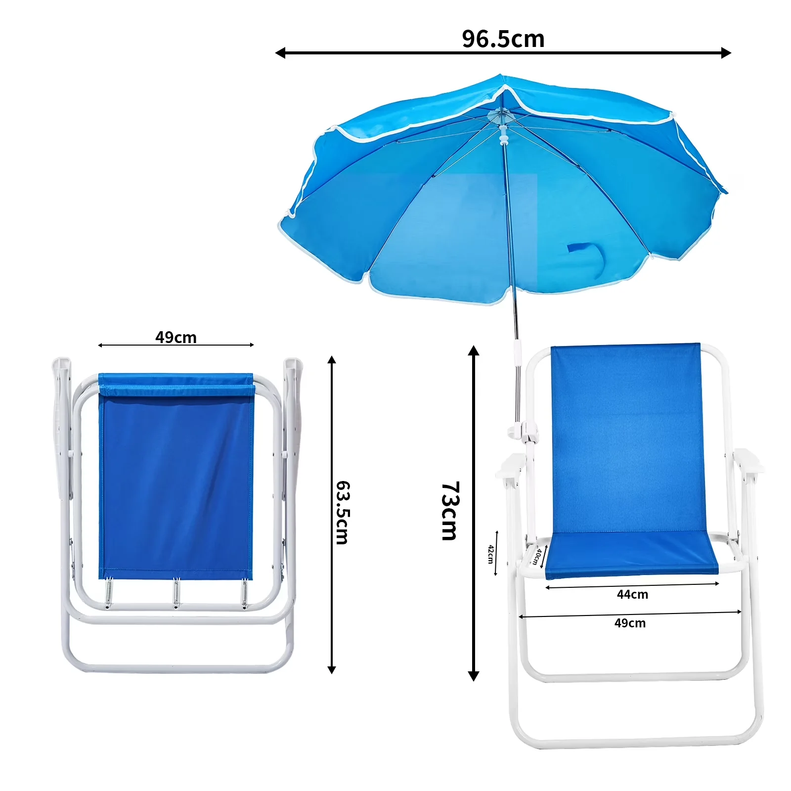 Compact Beach Chair with Waterproof, Folding, Umbrella - Iron, Pe Oxford Cloth Blue Model 470A5D