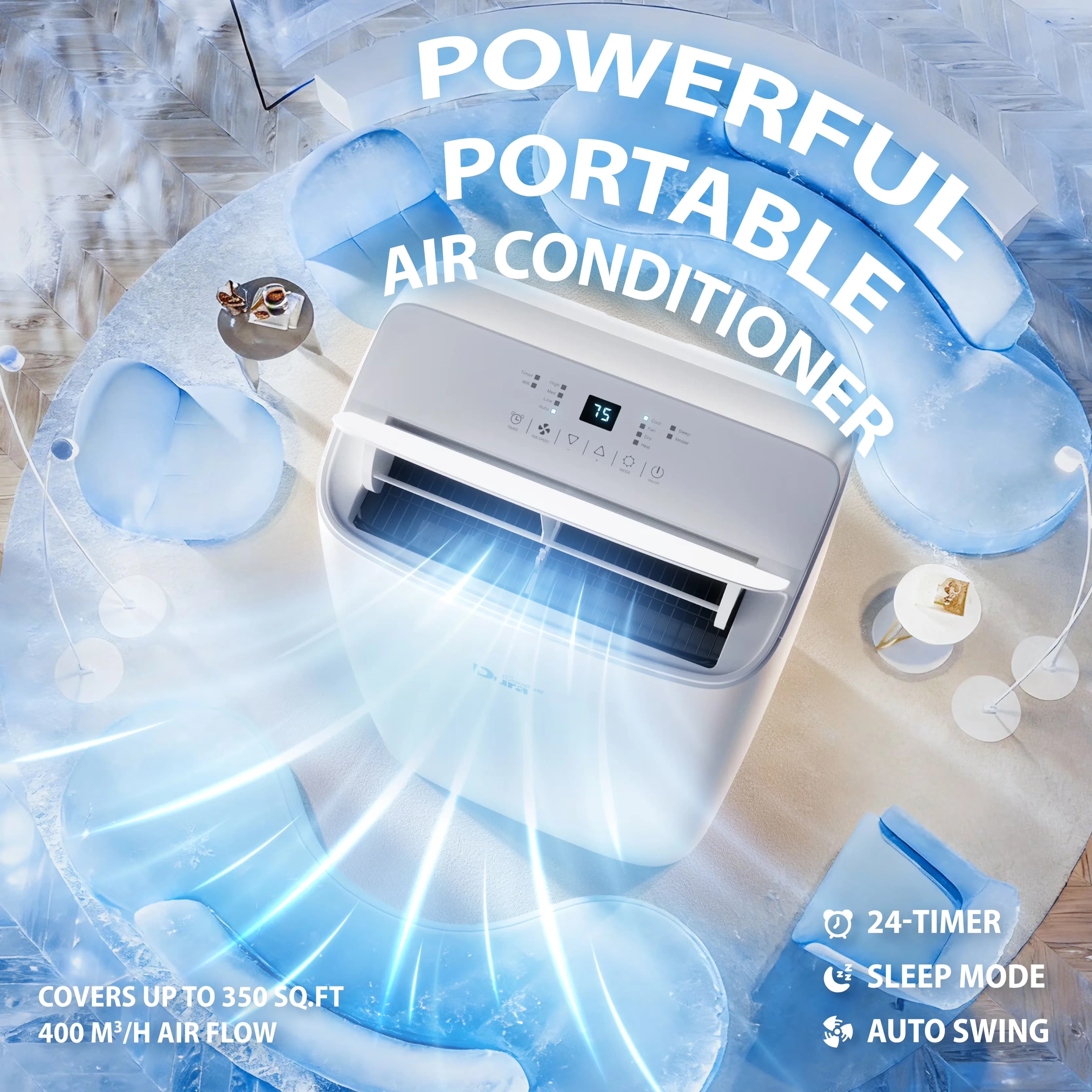 Air Conditioner Innovative with 14000 BTU, Variable Speed - White for Large, Rooms Model 6F1E3F