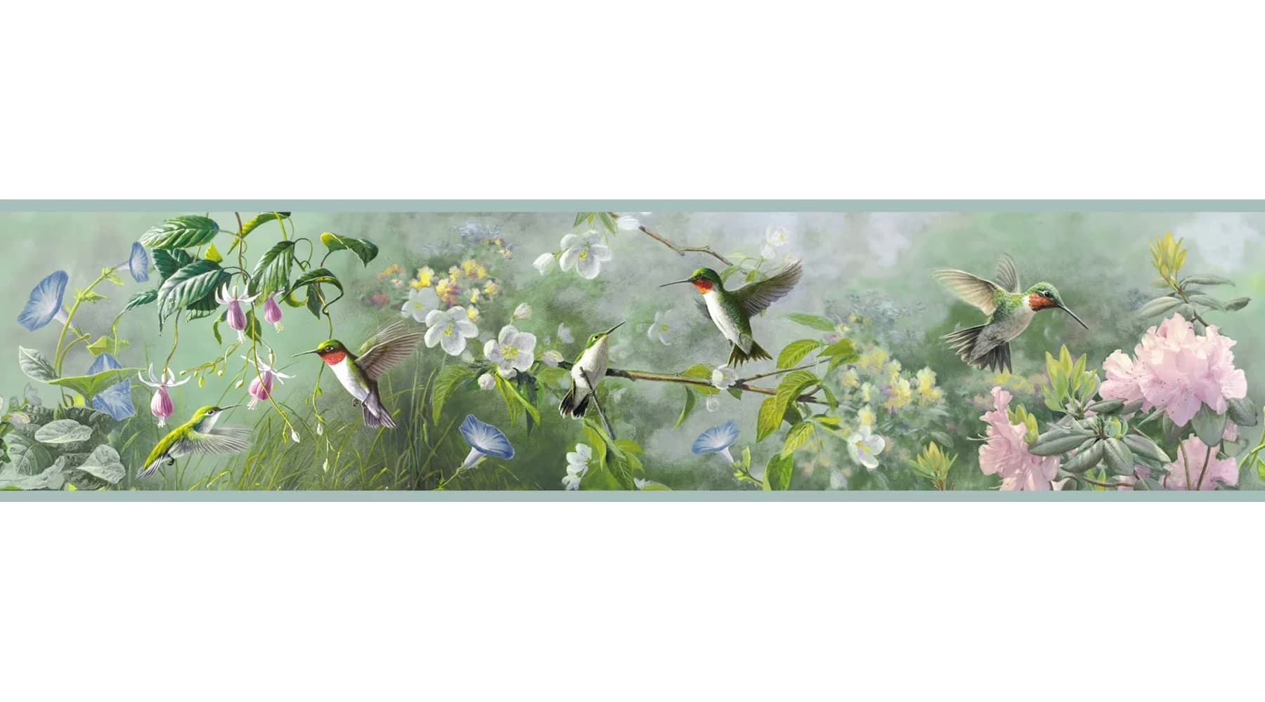 Wallpaper Wall Decals Wall Covering Durable with Washable, 6-in by 15-ft - Green Easy Walls Model 624C33