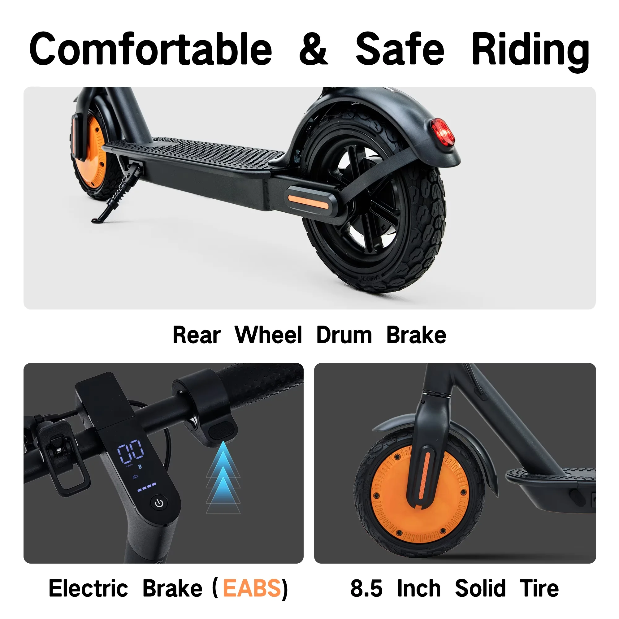 Efficient Scooter with 500W, Foldable, 8.5" Electric - Aluminum Black Model B2980D