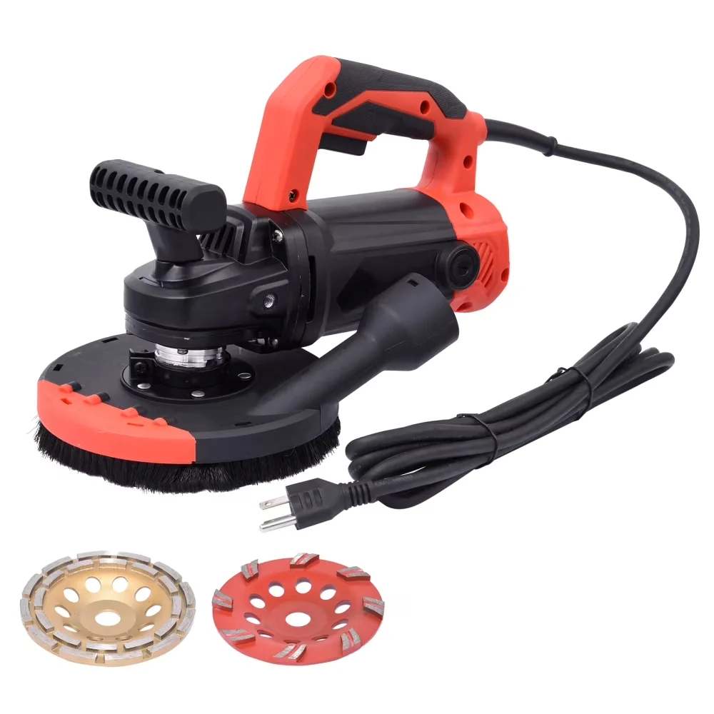 Woodworking Efficient with Easy Storage, Single-Grip Concrete Grinder, Dust Shroud - Model DB0E19