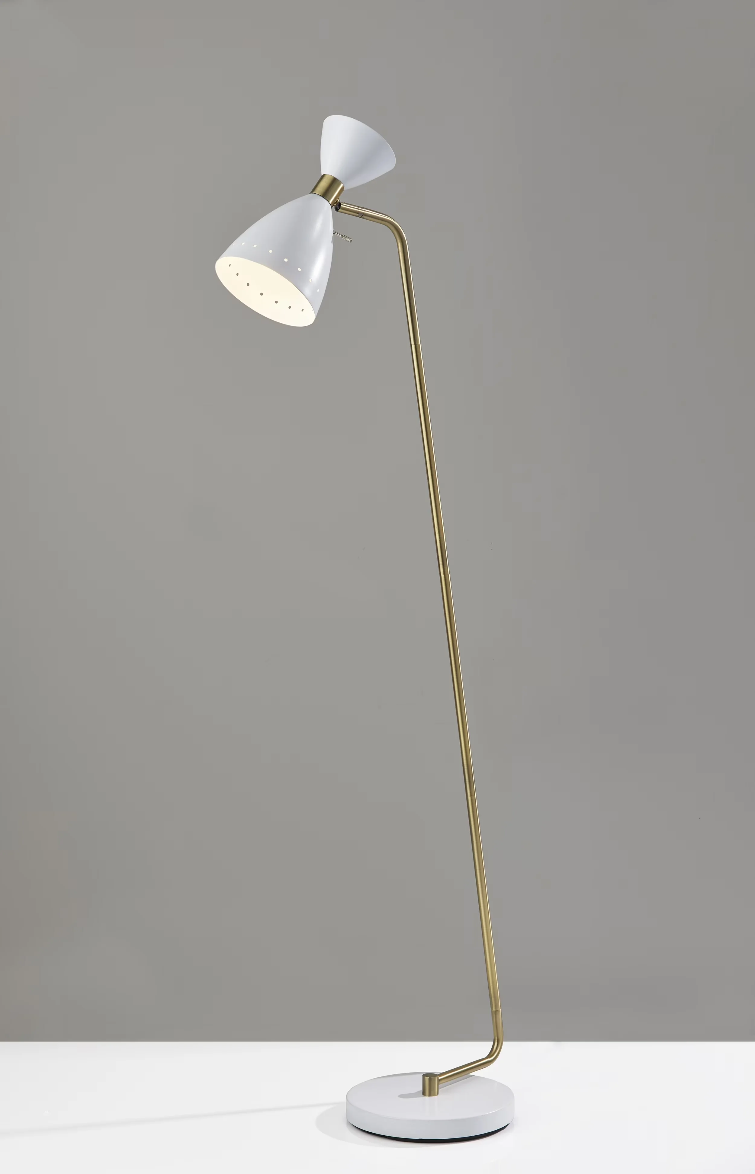 Essential Floor Lamp with Mid-Century, Adjustable Head, Standard Lamps - White, Gold, Multicolor Metal Model D863B3