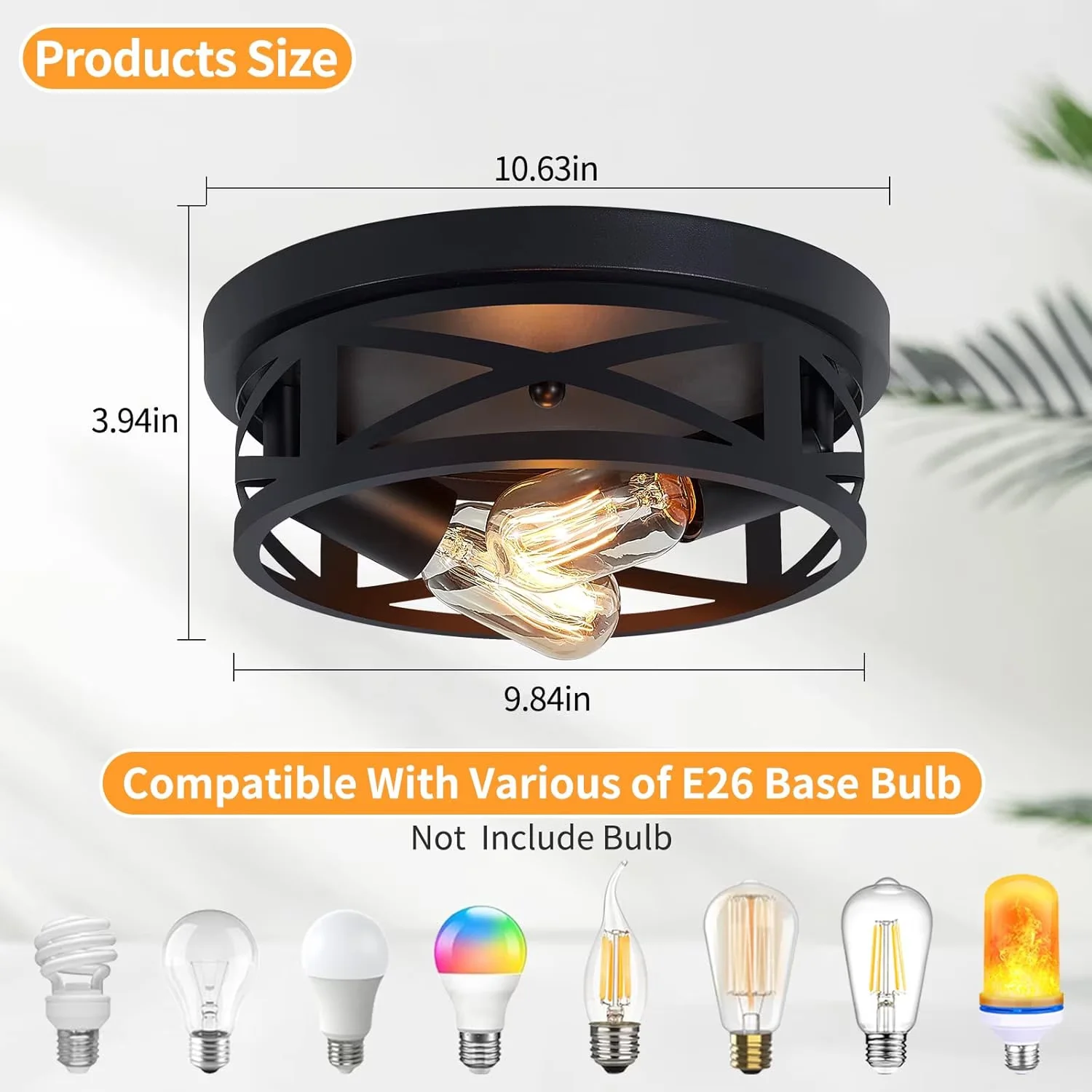 Ceiling Lights Fixture Classic with Farmhouse, Industrial, Dimmable - Black Metal for Kitchen Model 045C35