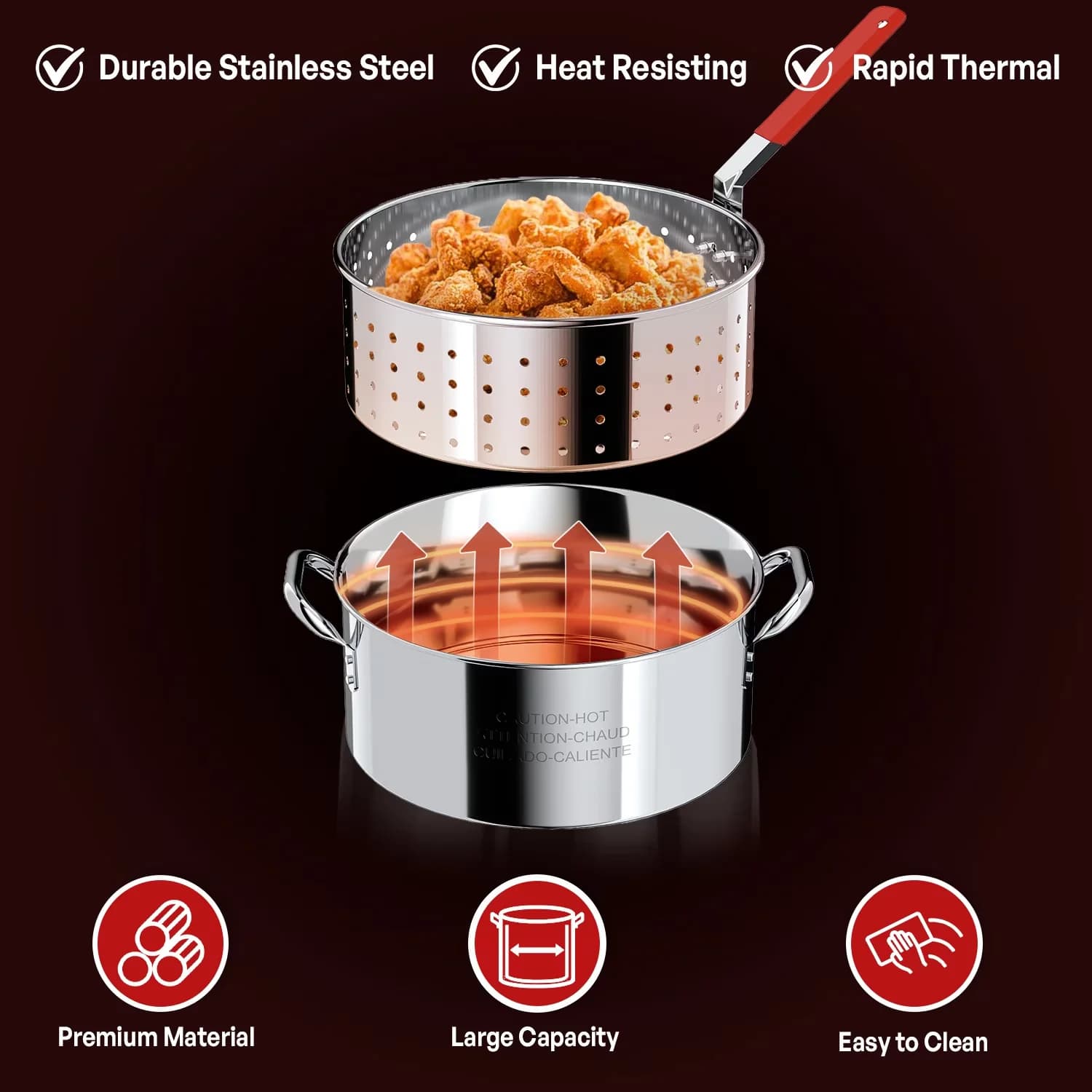 Outdoor Fryer Stylish with 55000 BTU, 12-inch Skimmer and Waterproof Cover - Stainless Steel Silver Model 2A7D09