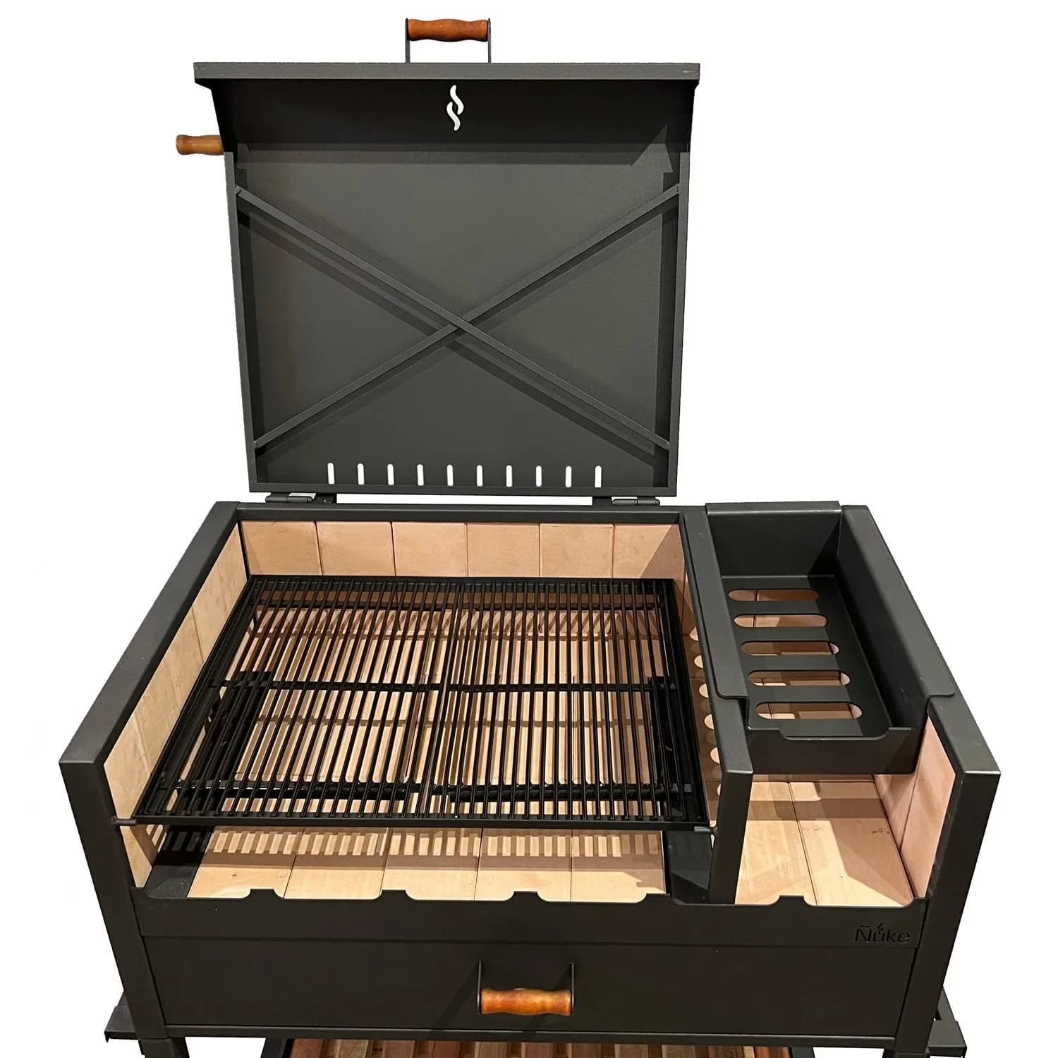 Reliable Charcoal Grill with Adjustable Charcoal Tray - Wood And Metal Model 939F8C