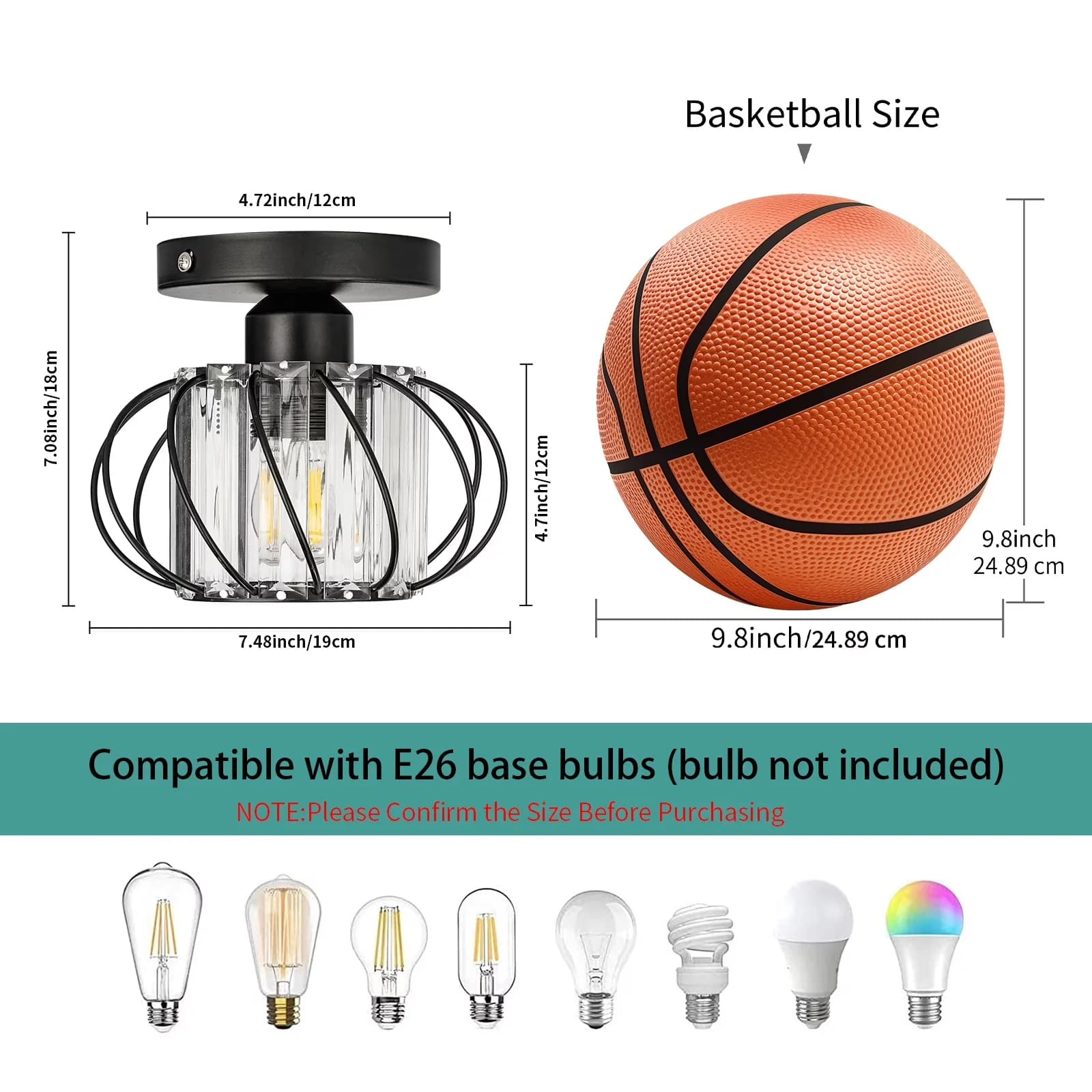 Essential Ceiling Lights Fixture with Incandescent, Energy Efficient - Metal Black Model D7D30A