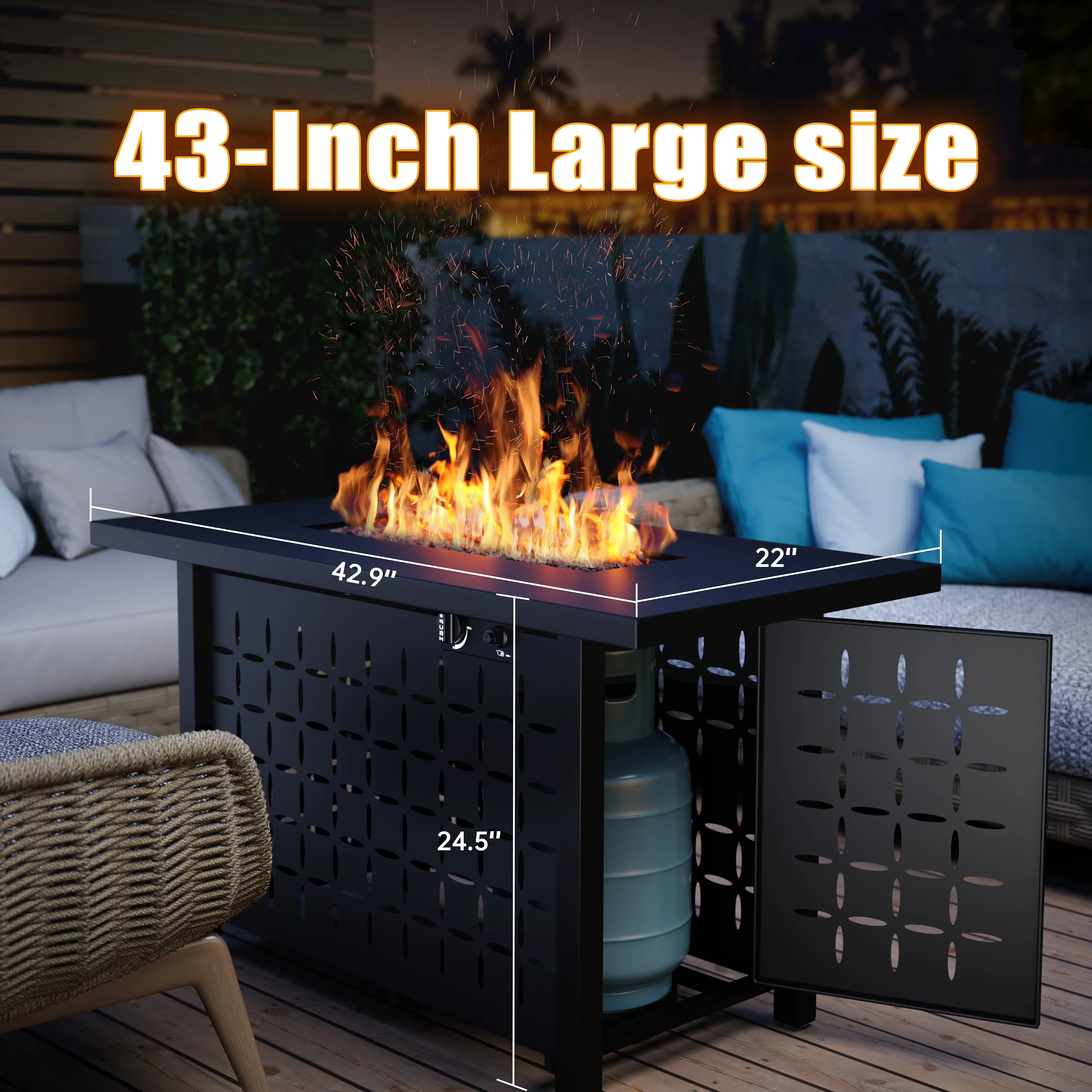 Innovative Outdoor Heating with 50000 BTU, Rust Resistant - Metal Black Model 2CED64