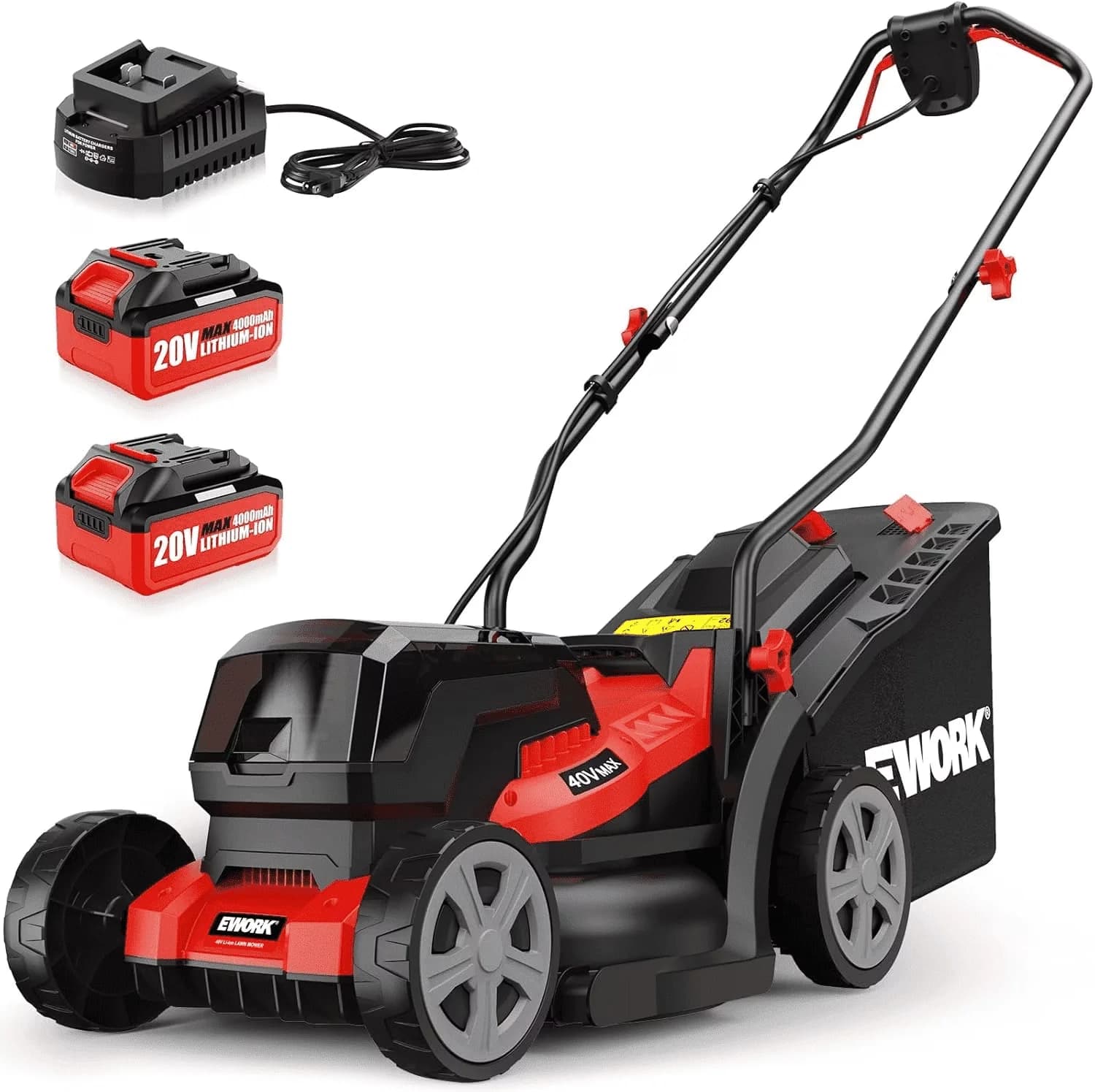 Essential Push Mower with Battery, 40V, Bagger - Red for Small - for Multiple Applications Model B17593