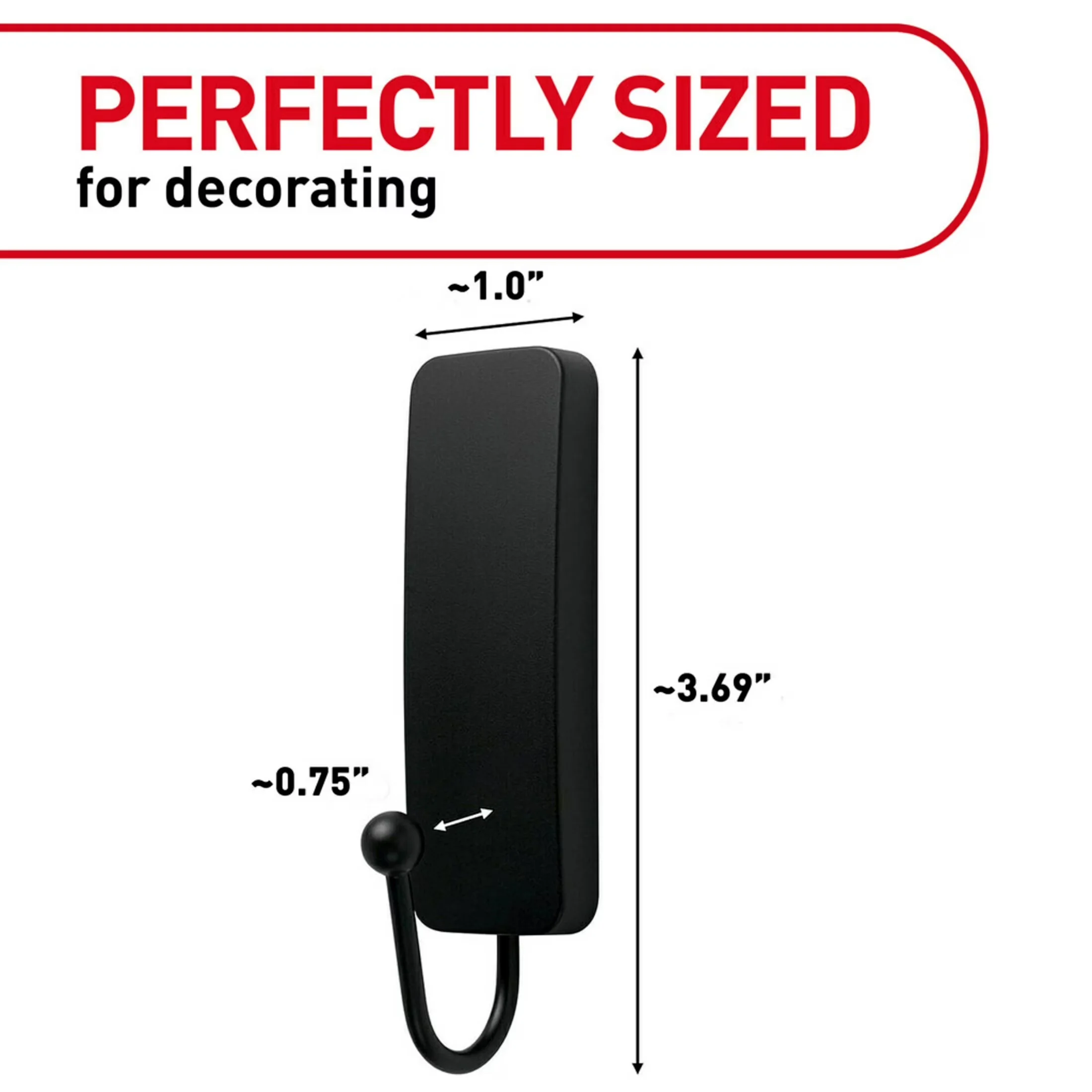 Damage-Free Hanging Professional with Easy Installation, Wall-Mountable, Matte Black - Black Plastic Model 5729E3