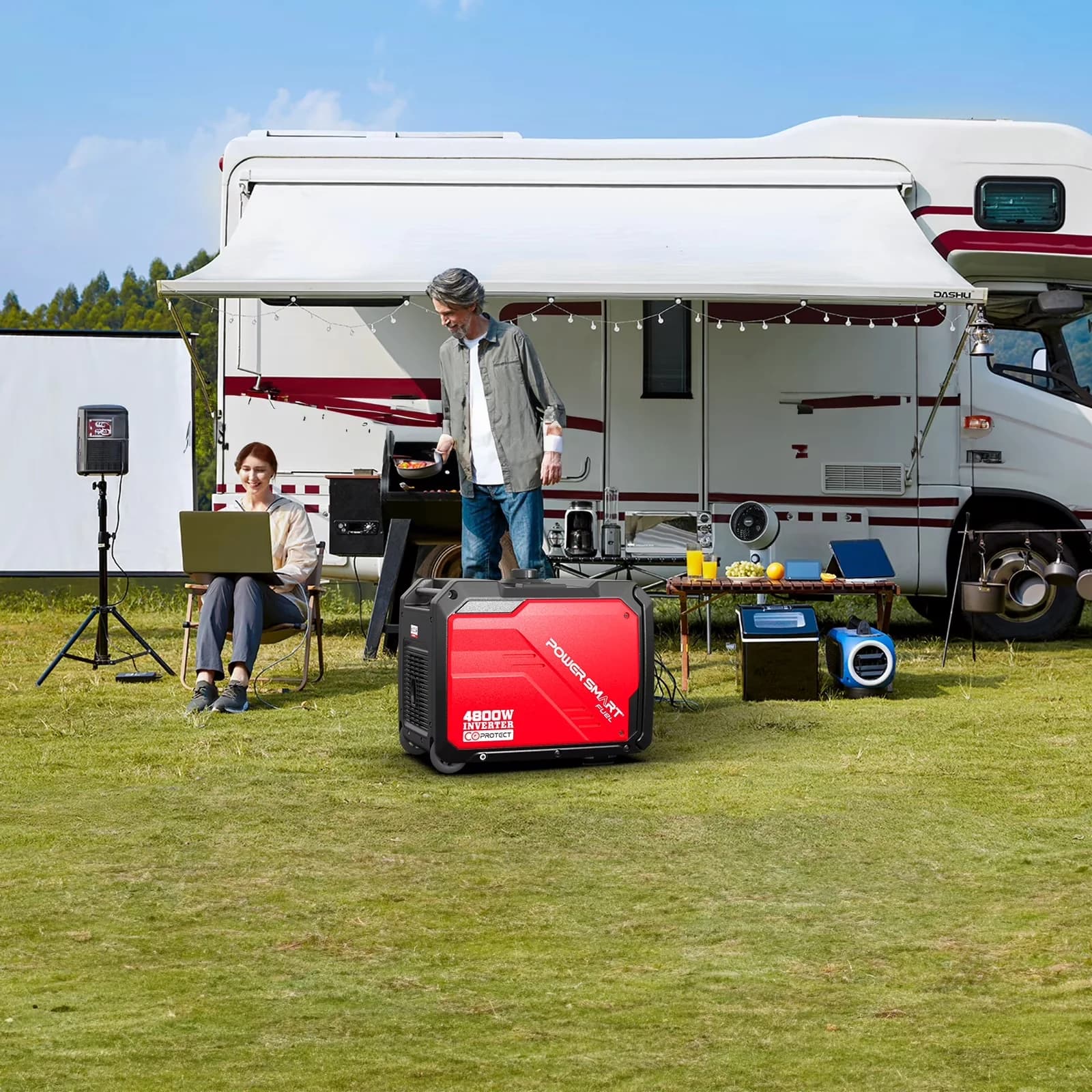 Generator Compact with 4800W, Low Oil Shutdown, Wheels for Outdoor - Low Maintenance Model BA44FF
