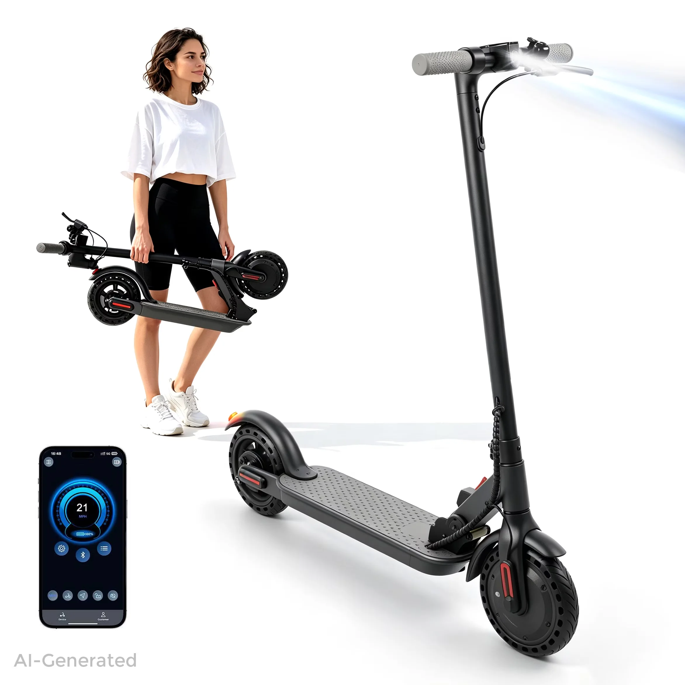 Stylish Scooter with 350W, Foldable, 350W Electric - Aluminum, Rubber - Rustic Charm Model 99CBF3