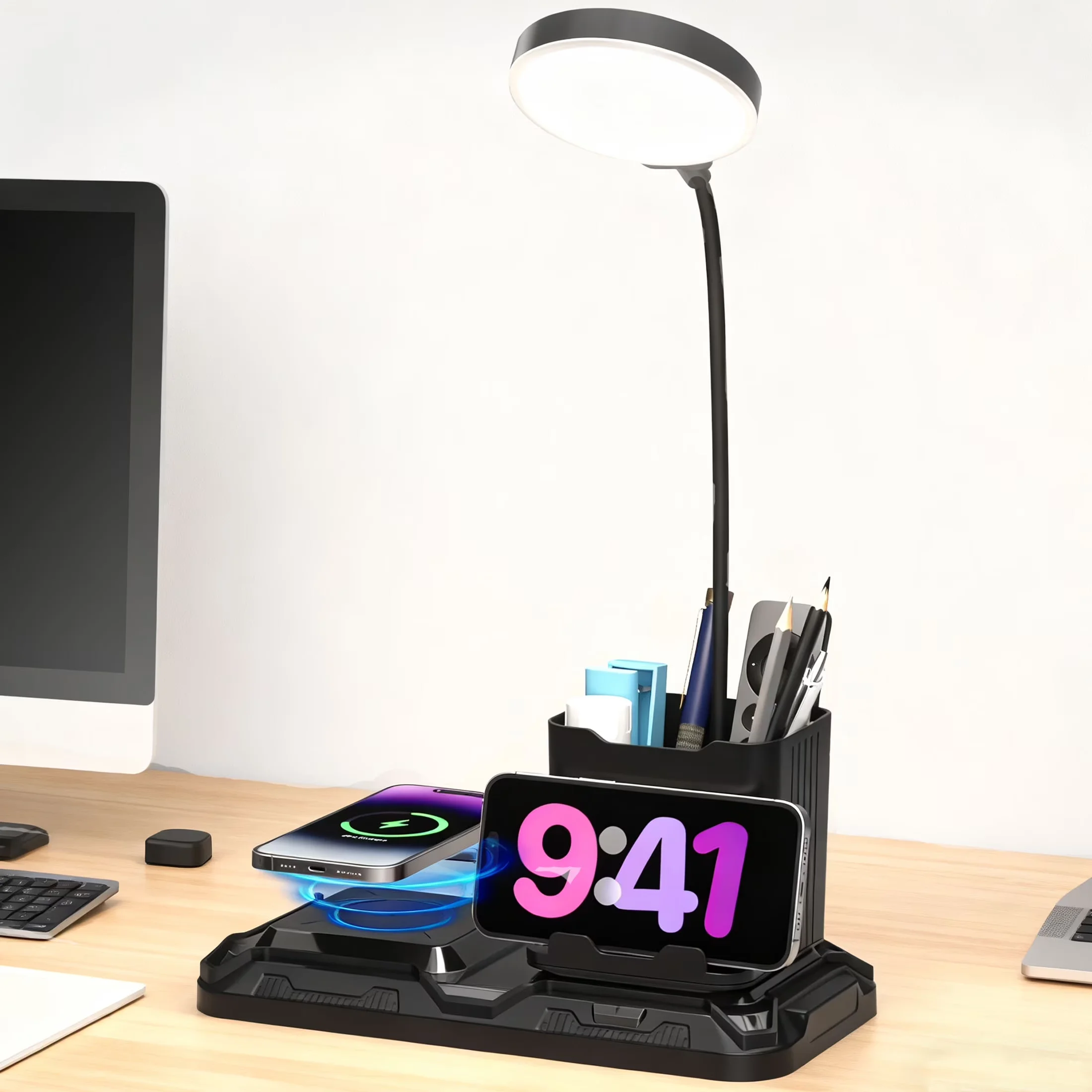 Desk Lamp Compact with LED, Energy Efficient - Abs Black for Home Office, Dorm Model 0F6E07