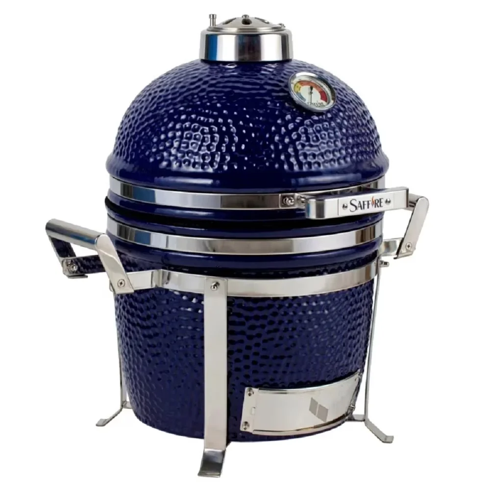 Reliable Smoker with Rust Resistant, Heat Thermometer - Ceramic, Stainless Steel Sapphire Blue Model 8B1A1B