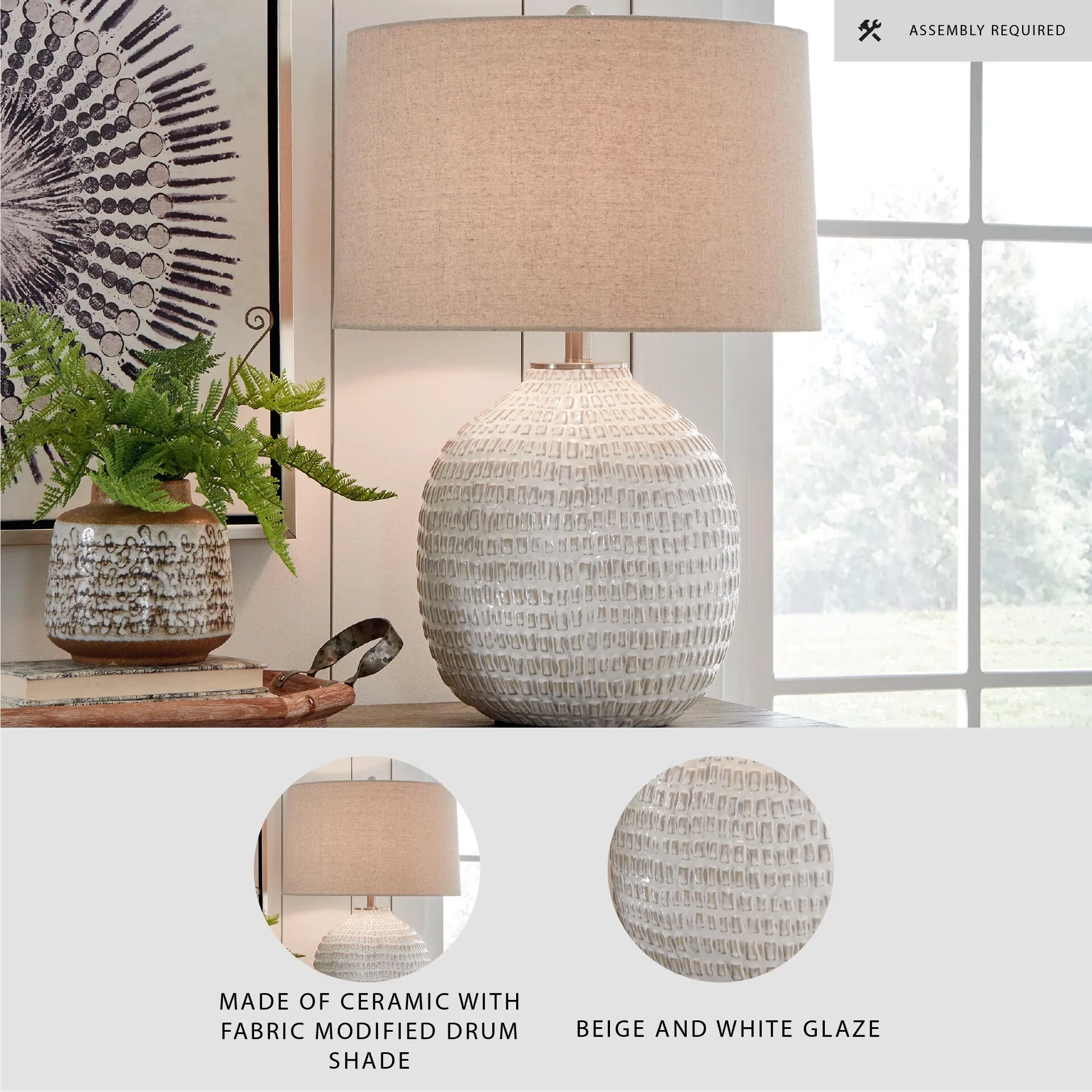 Table Lamp Innovative with Incandescent, Dimmable, Jamon Ceramic - Ceramic Brown Model 82D446