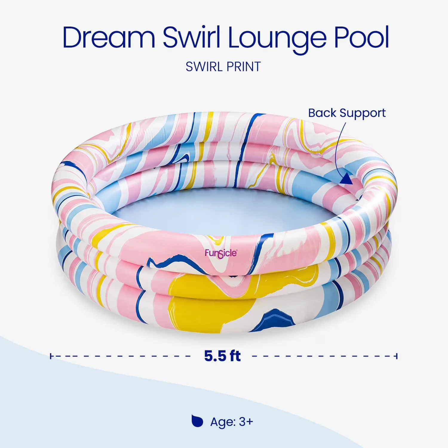Inflatable Pool Classic with 5.5ft Dream Swirl, Age 6 & up - Multicolor Model 5E7FA4