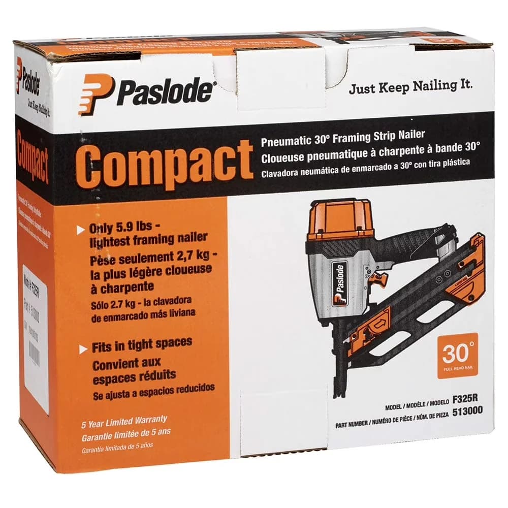 Compact Power Tool with Soft grip handle for comfort., Pneumatic 30 deg. Framing Nailer - Model A3C6EA