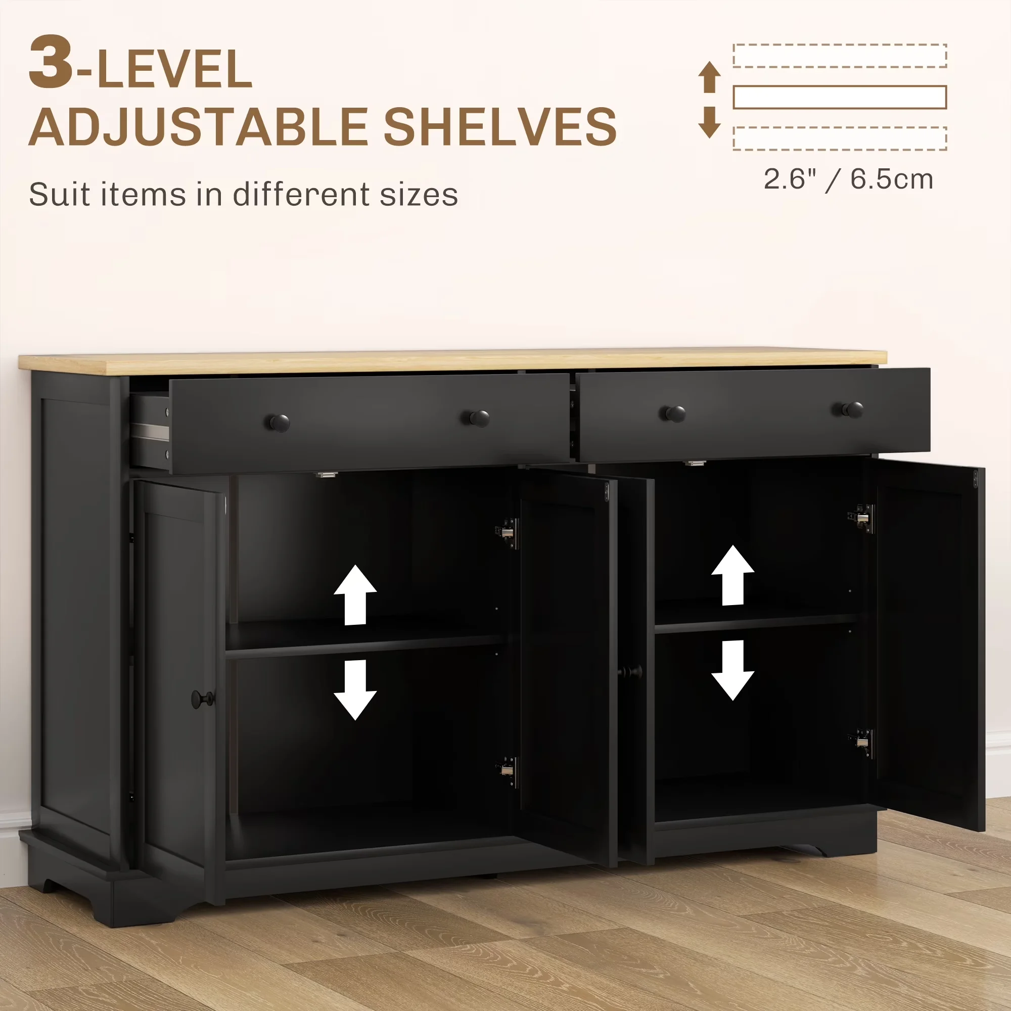 Professional Kitchen Renovation with Modern, Adjustable Shelves, 2 Doors - Mdf, Particleboard Black Model 99EC28