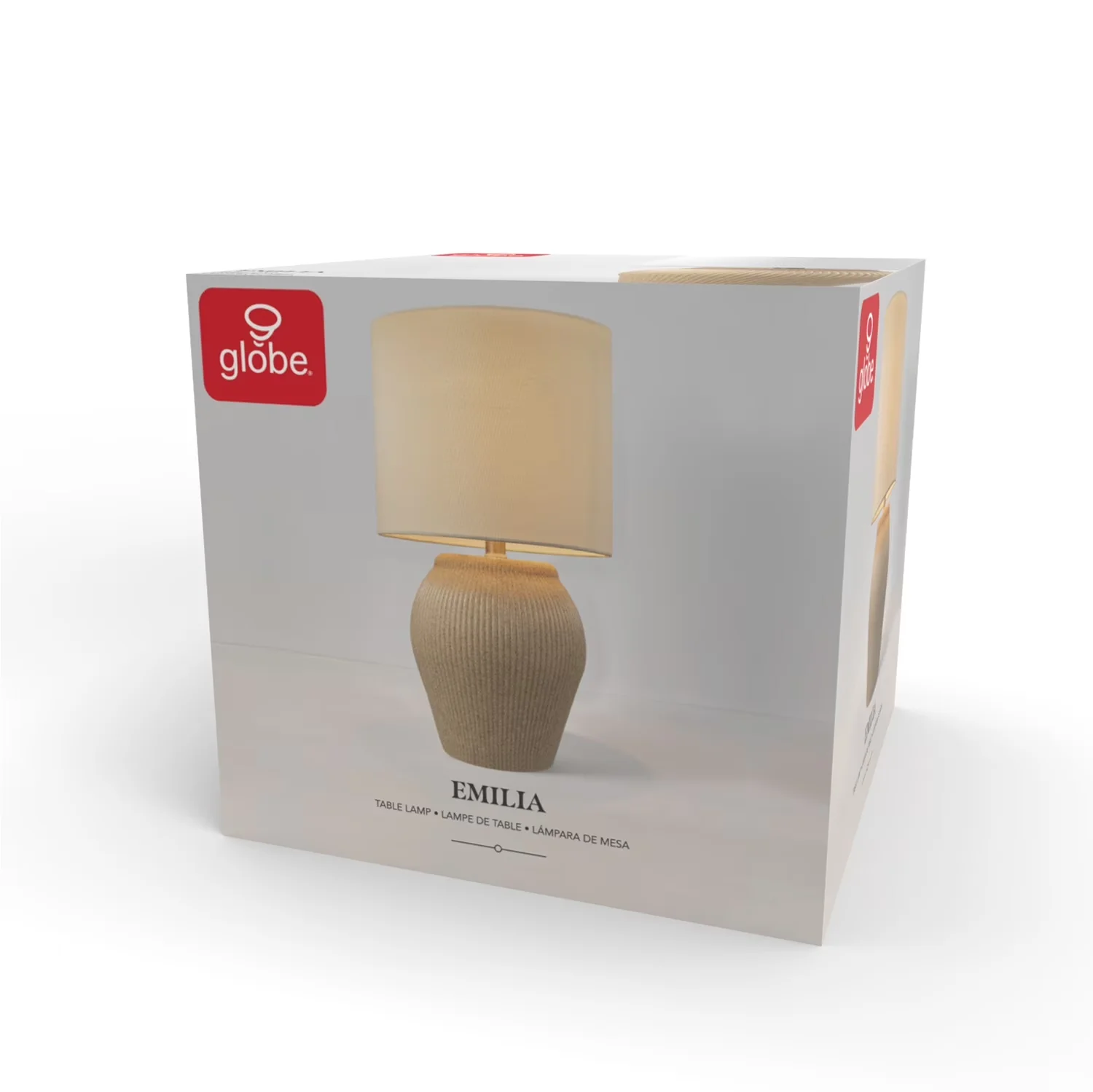 Durable Table Lamp with LED, Modern, 18" Soft Beige Ceramic - Ceramic Beige, White Model 90EF8C