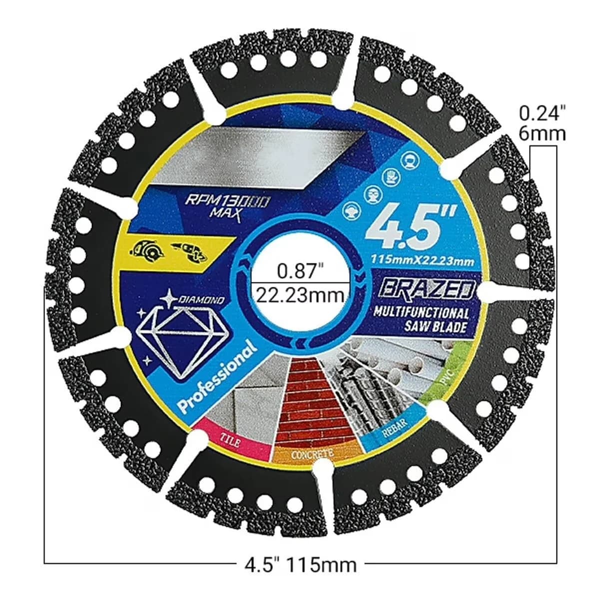 Power Tool Reliable with Adjustable, Diamond Multi-Purpose Saw Blades, 4.5 Inch Angle Grinder Cutting Discs - Model 4628EB