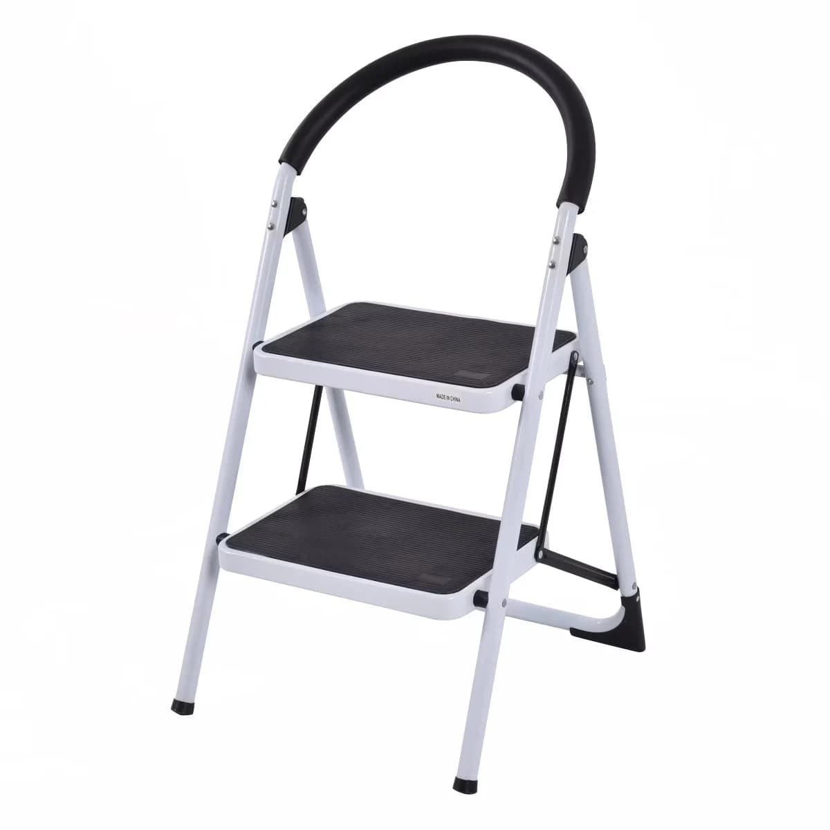Durable Ladders And Step Stool with Foldable - Tube-Iron;Pedal-Pe Black & White Model 49277D