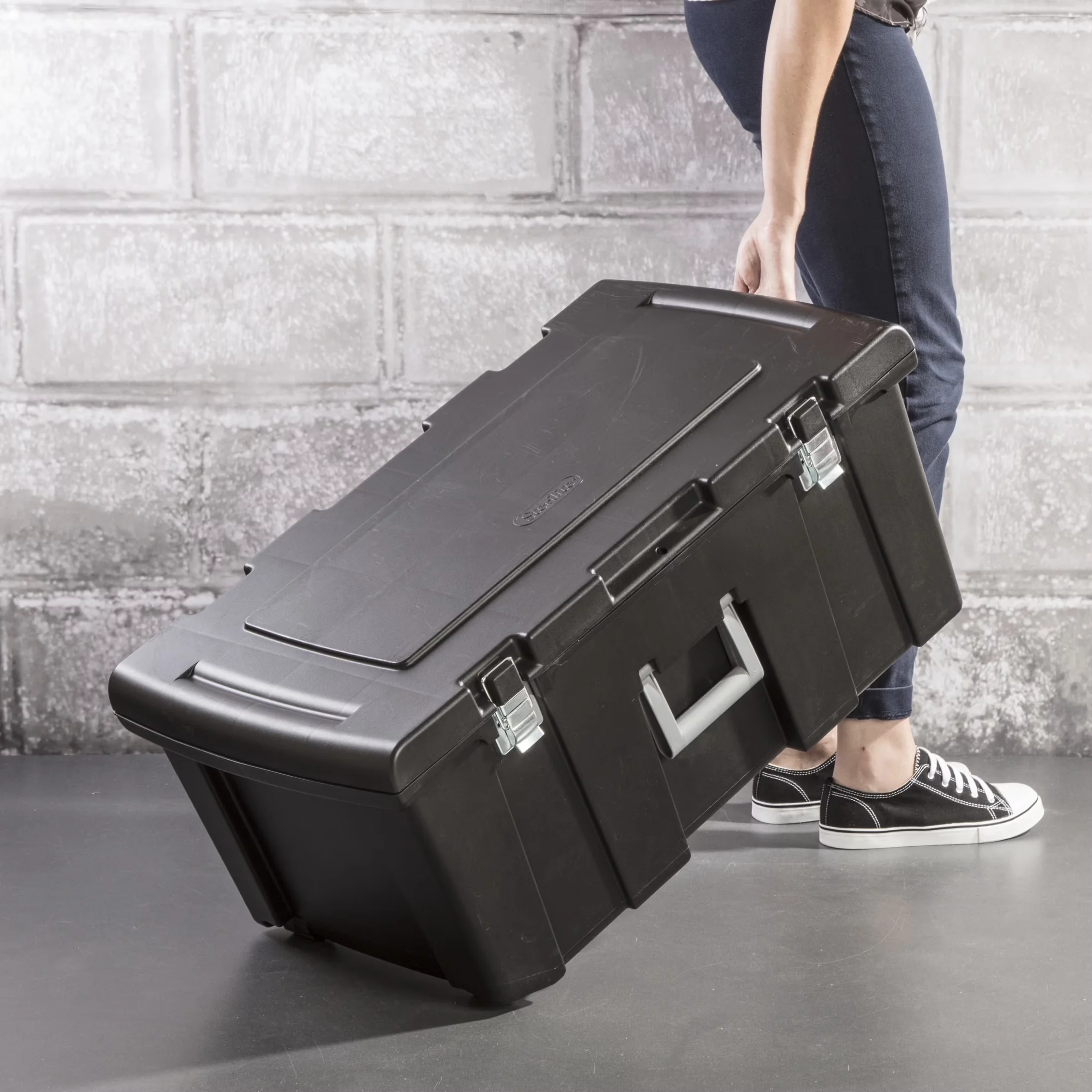 Durable Garage Storage Supply with Lockable, Stackable, Wheeled - Black Plastic Model 7BED5D