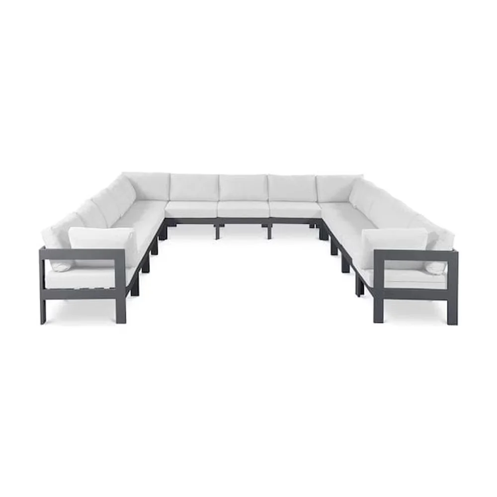 Compact Outdoor Sofas Sectional with Water-Resistant, Contemporary - Fabric White Model 54C718